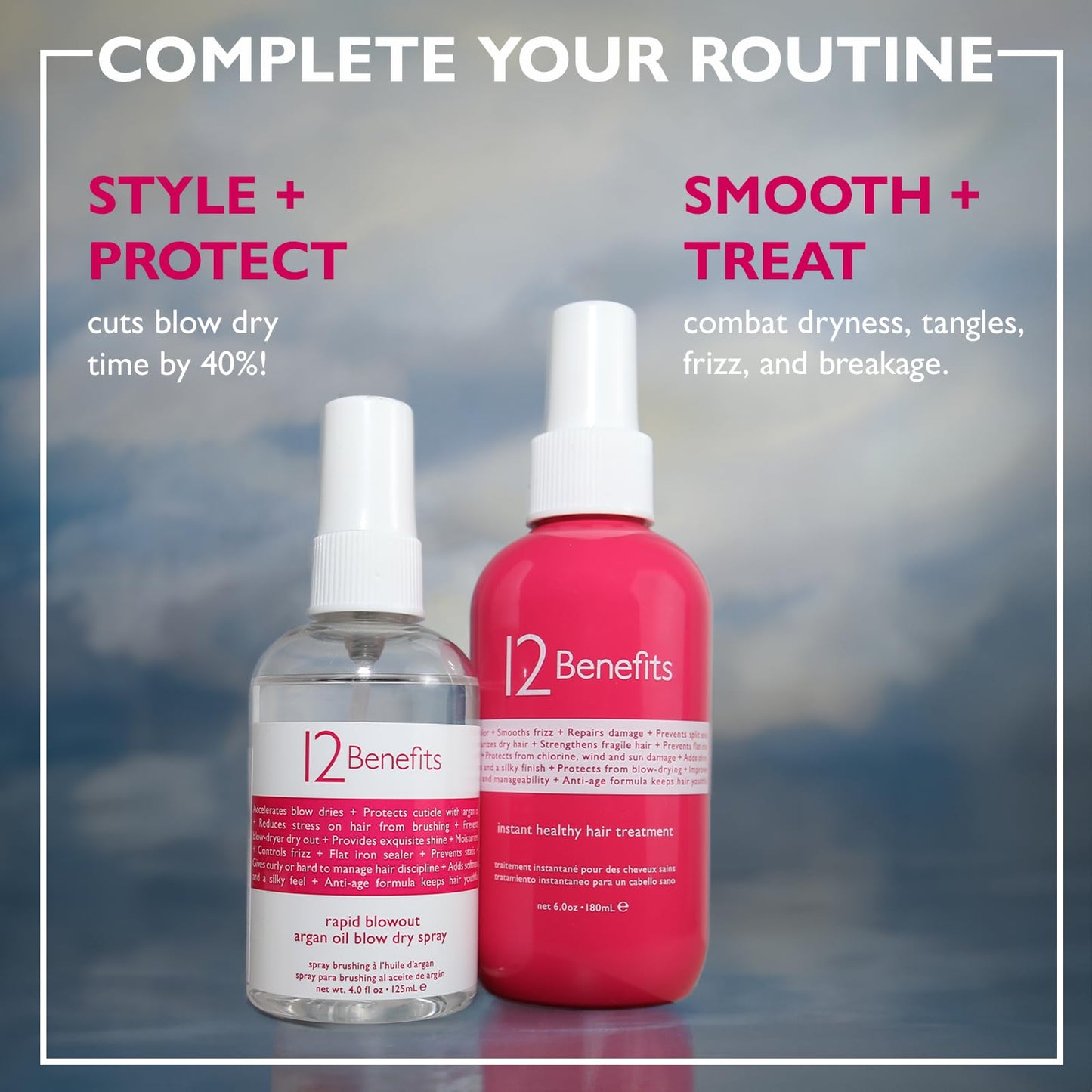 12 Benefits Instant Healthy Hair Treatment - Leave In Conditioner Spray with Quaternium 39 and Silk Fibre Protein - Smooths Frizz, Strengthens & Repairs Damaged Hair - (6 Fl Oz), Packaging May Vary