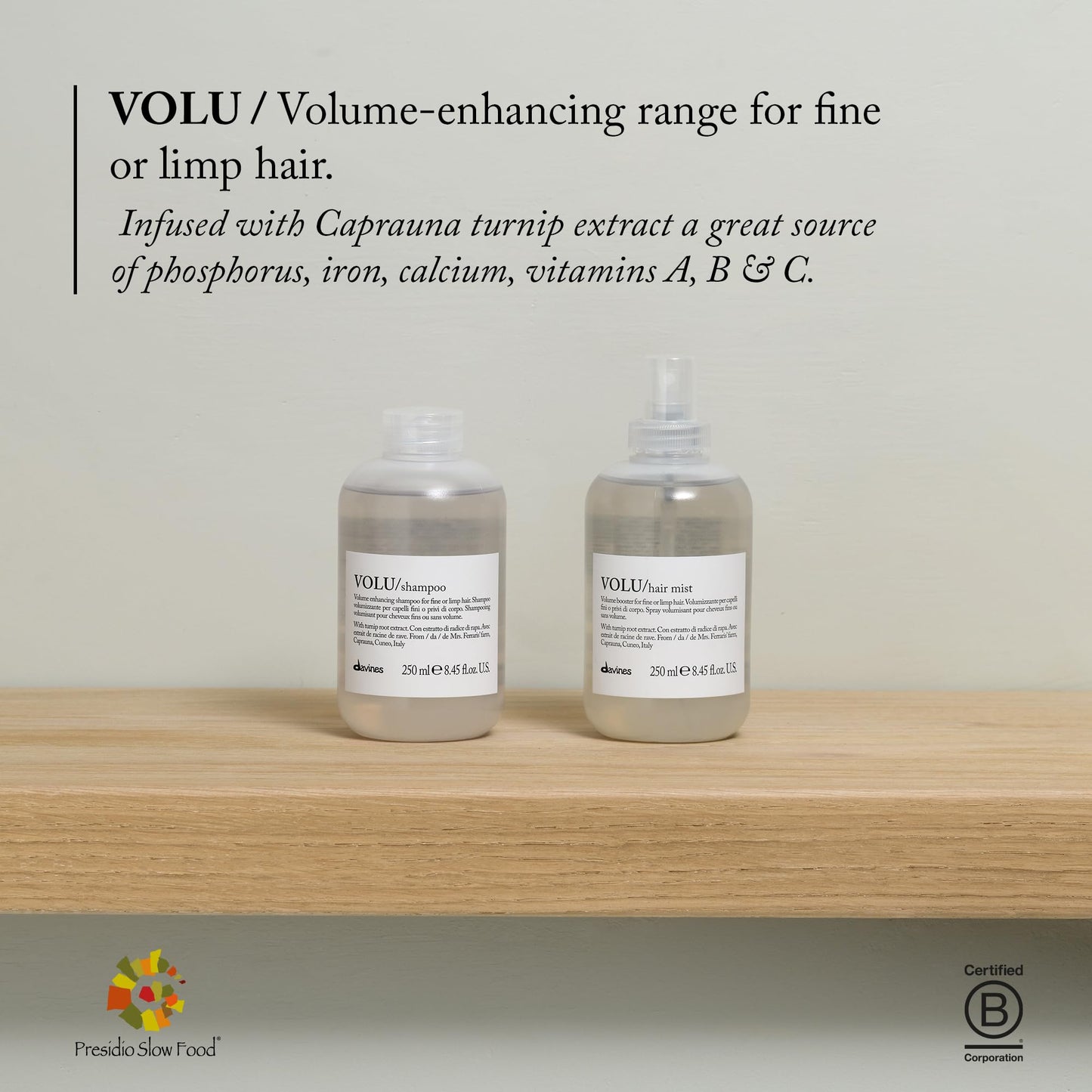 Davines VOLU Shampoo, Volumizing Gentle Cleansing Action for Fine or Limp Hair - Making it Soft and Light with a Lasting Boost of Body and Volume, Travel Size, 2.54 Fl Oz