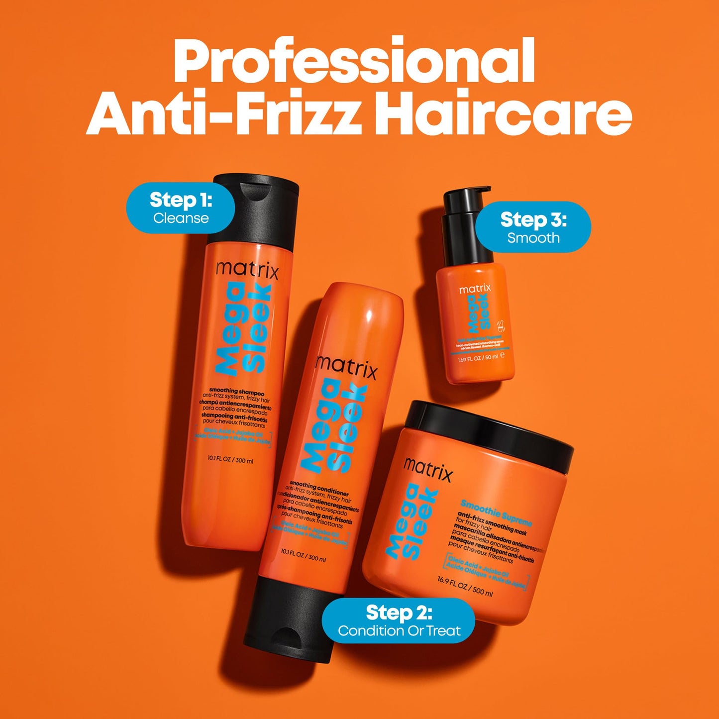 Tomato Matrix Mega Sleek Anti-Frizz Conditioner - 96H Frizz Control, 12x Smoother Hair, and Lasting Hydration, 10.1 Fl Oz