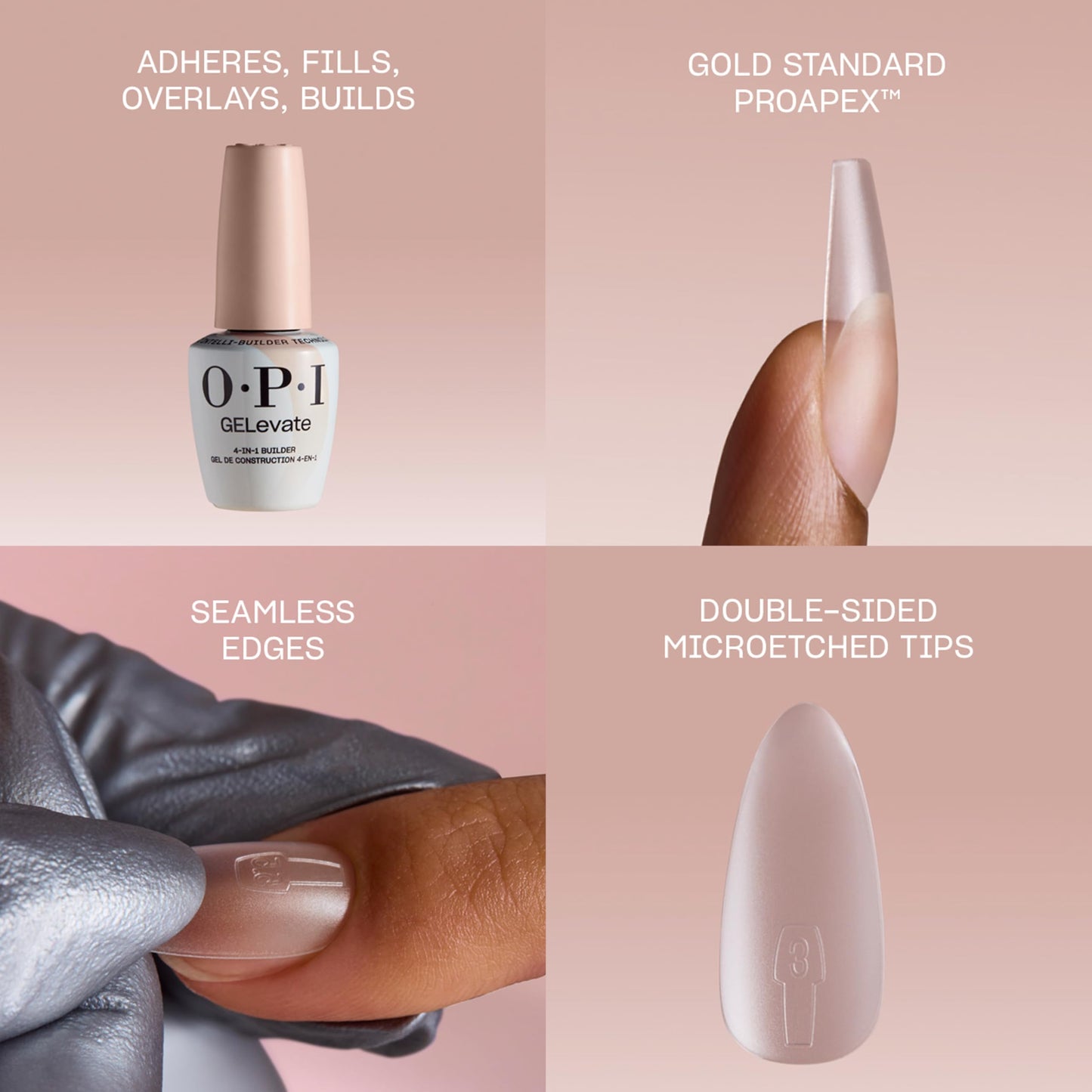 Dark Gray OPI GELevate 4-in-1 Nail Builder Gel | OPI’m Flawless, Clear Color | UV Cure Gel Builder Nail Polish | Vegan | 15 ML