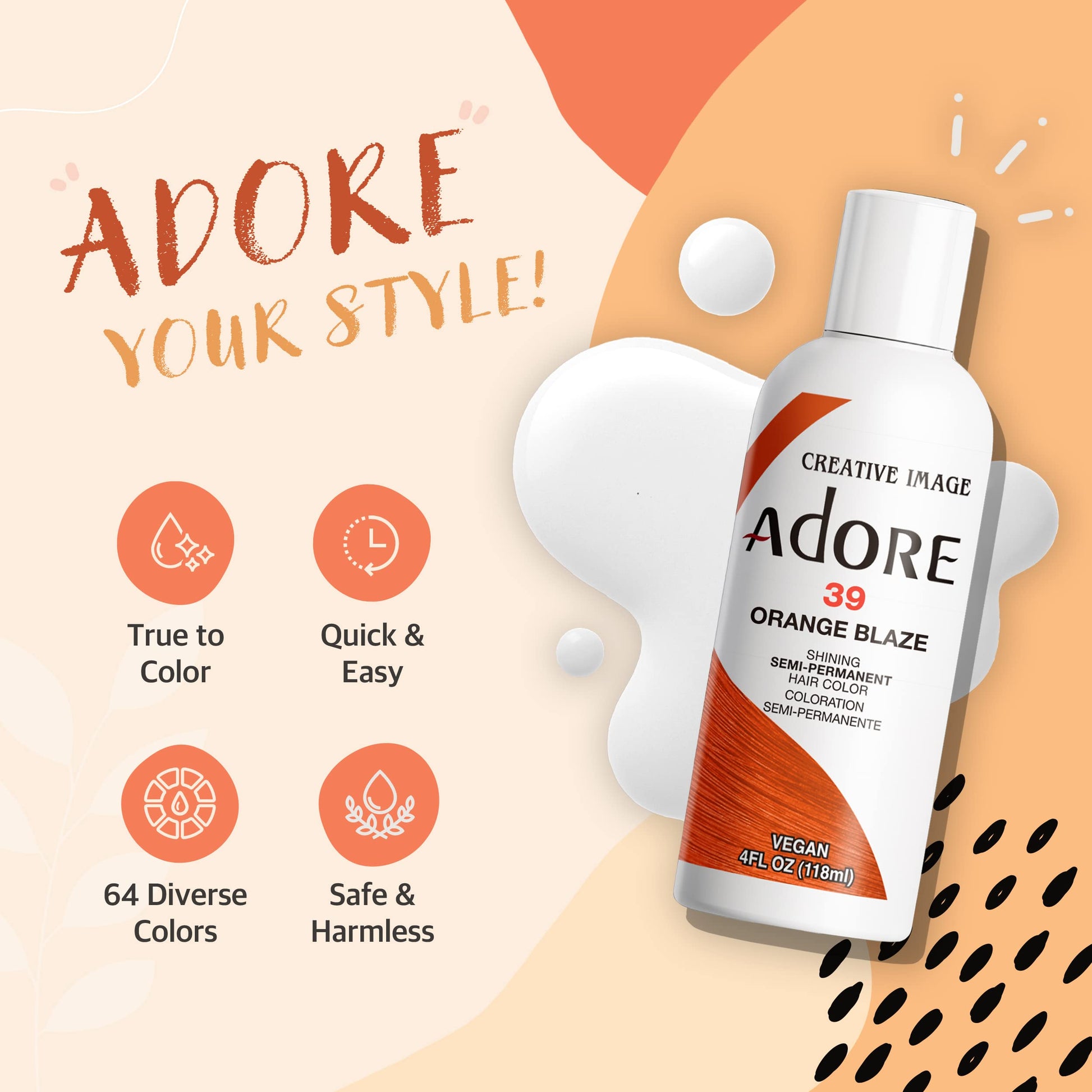 Antique White Adore Semi Permanent Hair Color - Vegan and Cruelty-Free Hair Dye - 4 Fl Oz - 106 Mahogany (Pack of 3)