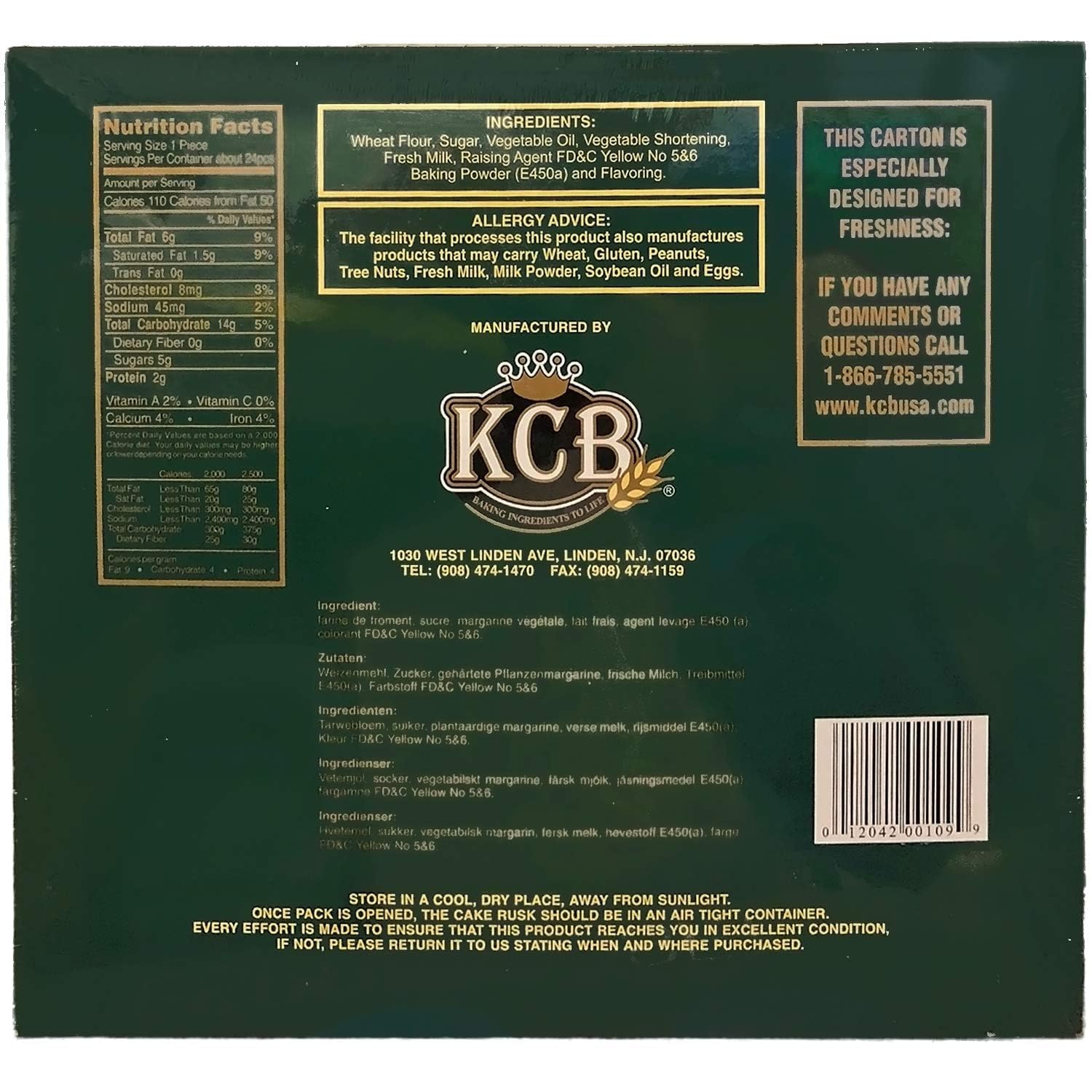 KCB - Premium Cake Rusk (Vegetarian), 20 Oz