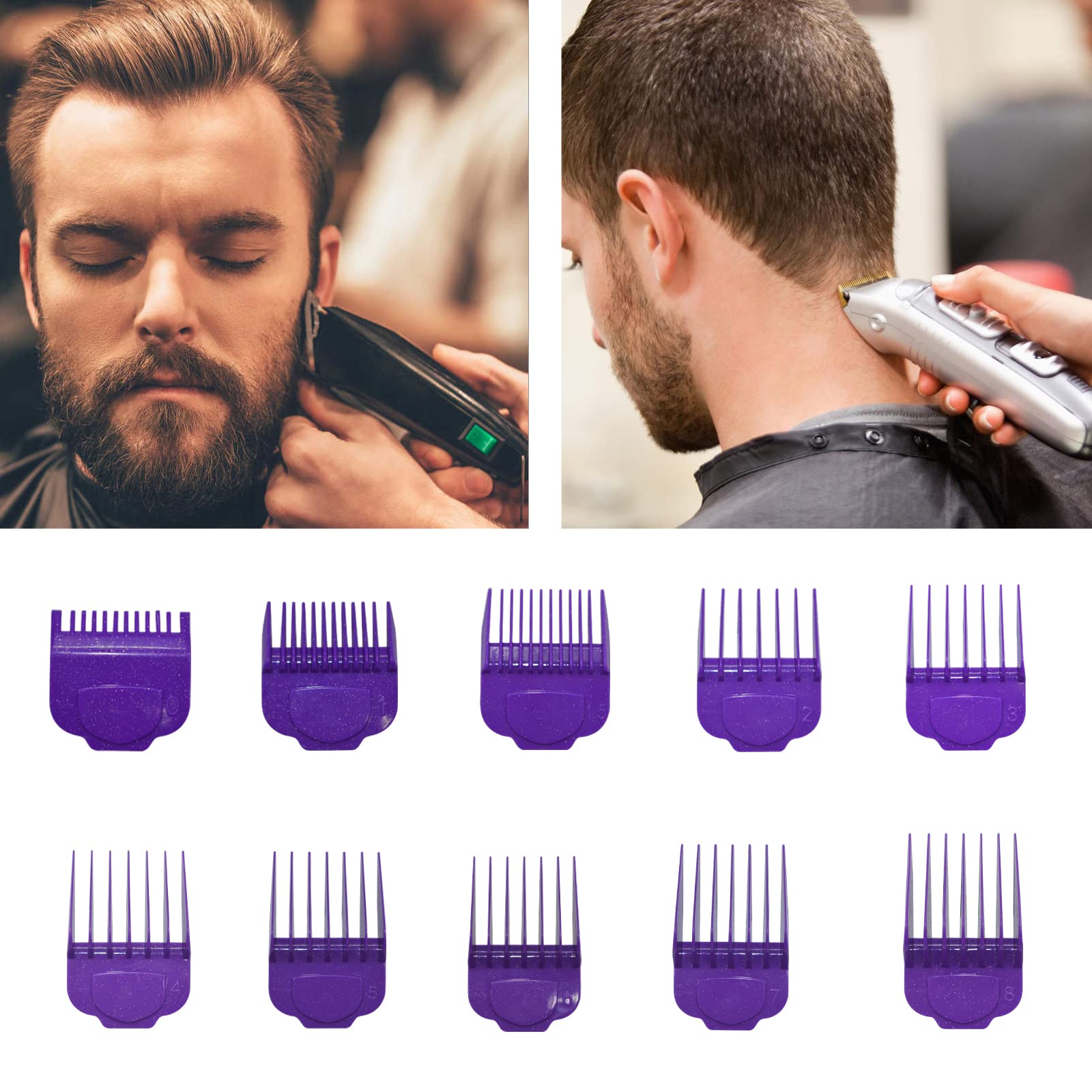 Magnetic Clipper Guards Guide Comb Set Compatible with Andis Master Hair Clippers,Size form to 1/16 to 1 in,10pcs Purple