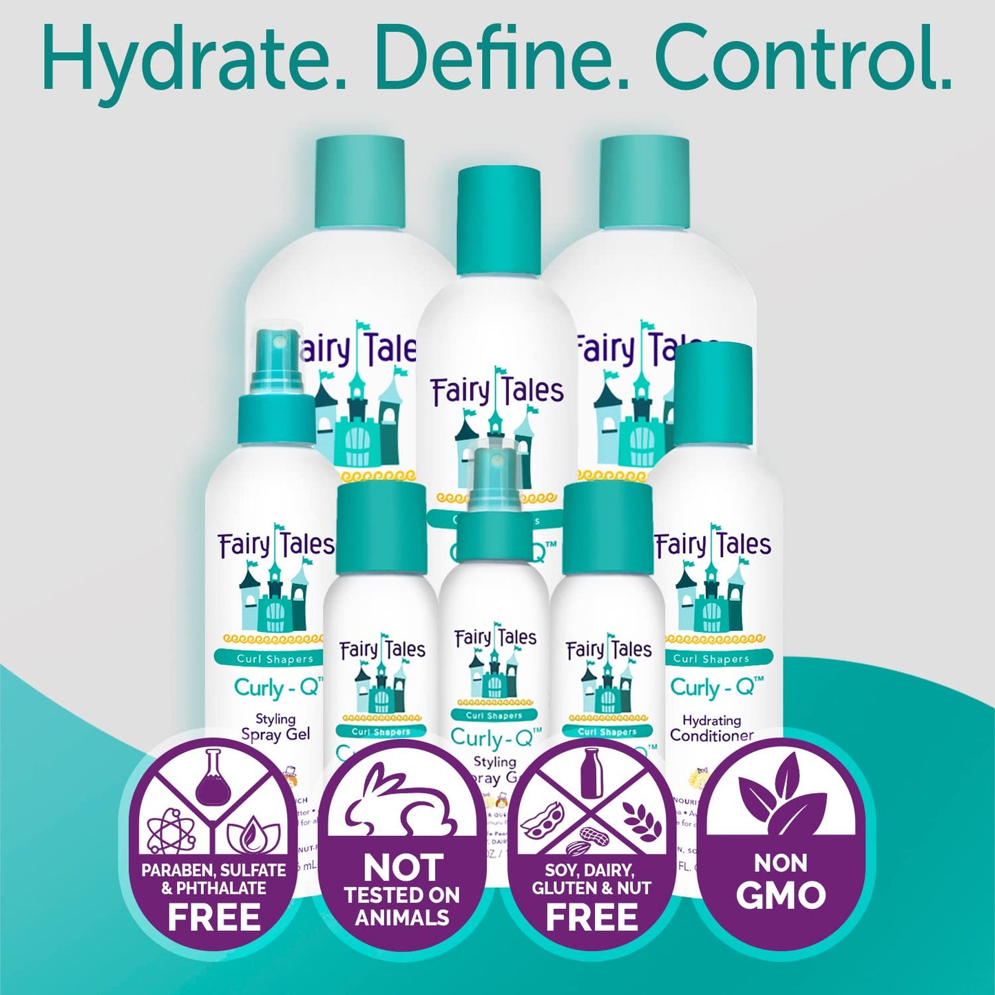 Fairy Tales Curly Q Hydrating Kids Conditioner – Paraben, Sulfate, Gluten, and Nut Free – For all Types of Curls Including Multi Cultural Hair – 8oz.