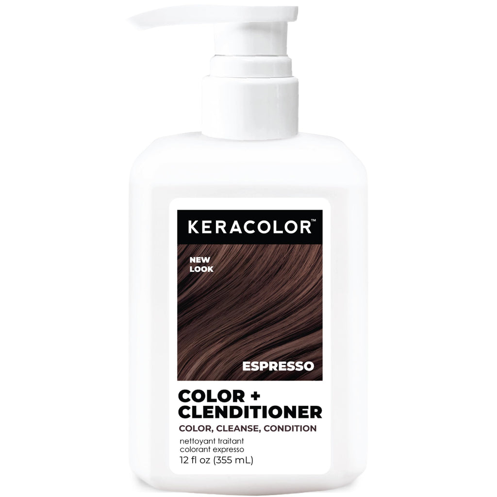 Keracolor Color + Clenditioner 3-in-1 Color-Depositing Conditioner, Gently Cleanses & Conditions, Semi-Permanent Espresso Hair Color, 12 Fl Oz