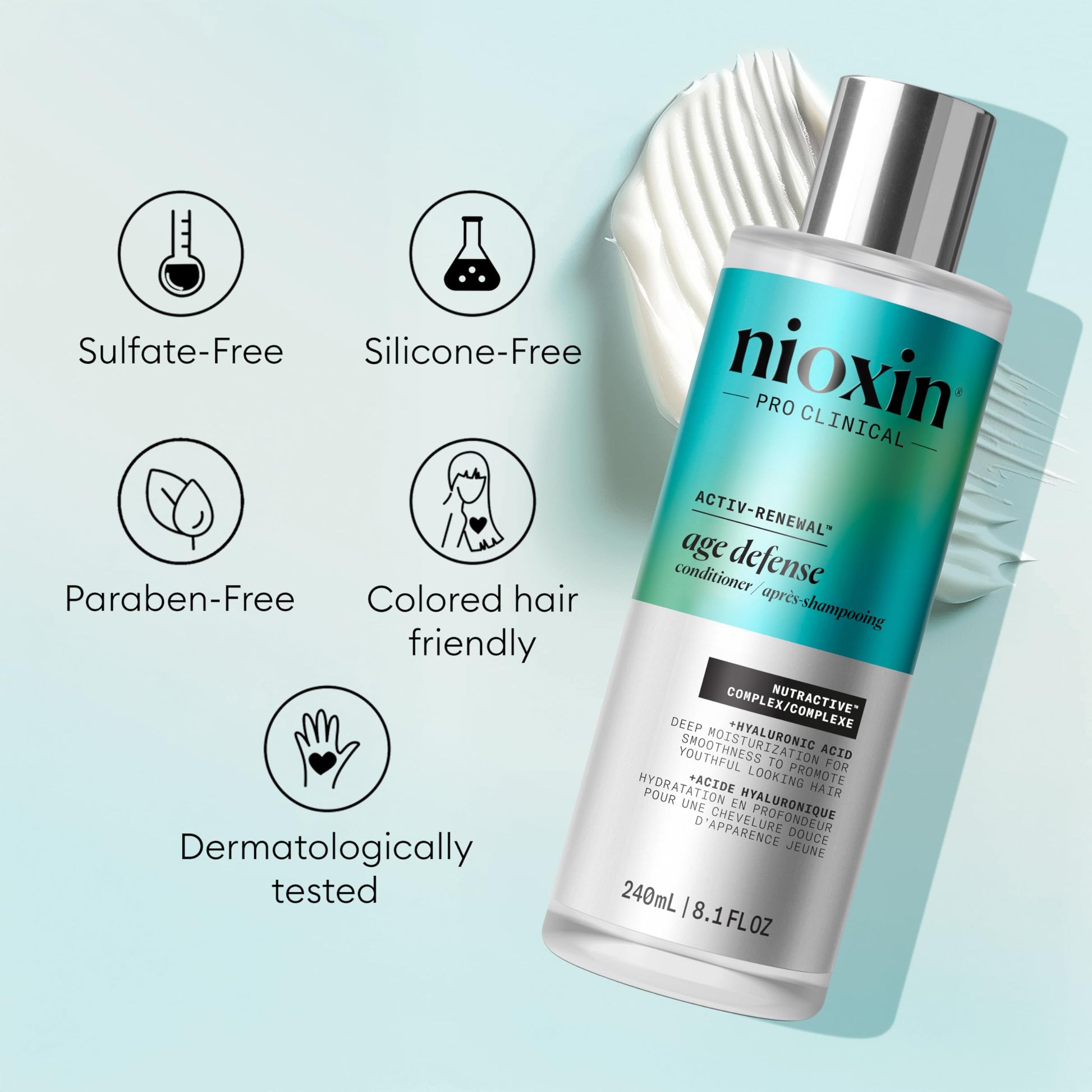 Lavender NIOXIN Age Defense Conditioner for Aging Hair | Strengthening Conditioner with Hyaluronic Acid | 8.1 Fl Oz | 240mL