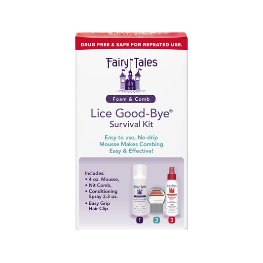 Fairy Tales Lice Good-Bye Survival Kit for Lice Treatment - Includes Treatment Mousse, Conditioning Spray, Comb, & Clip