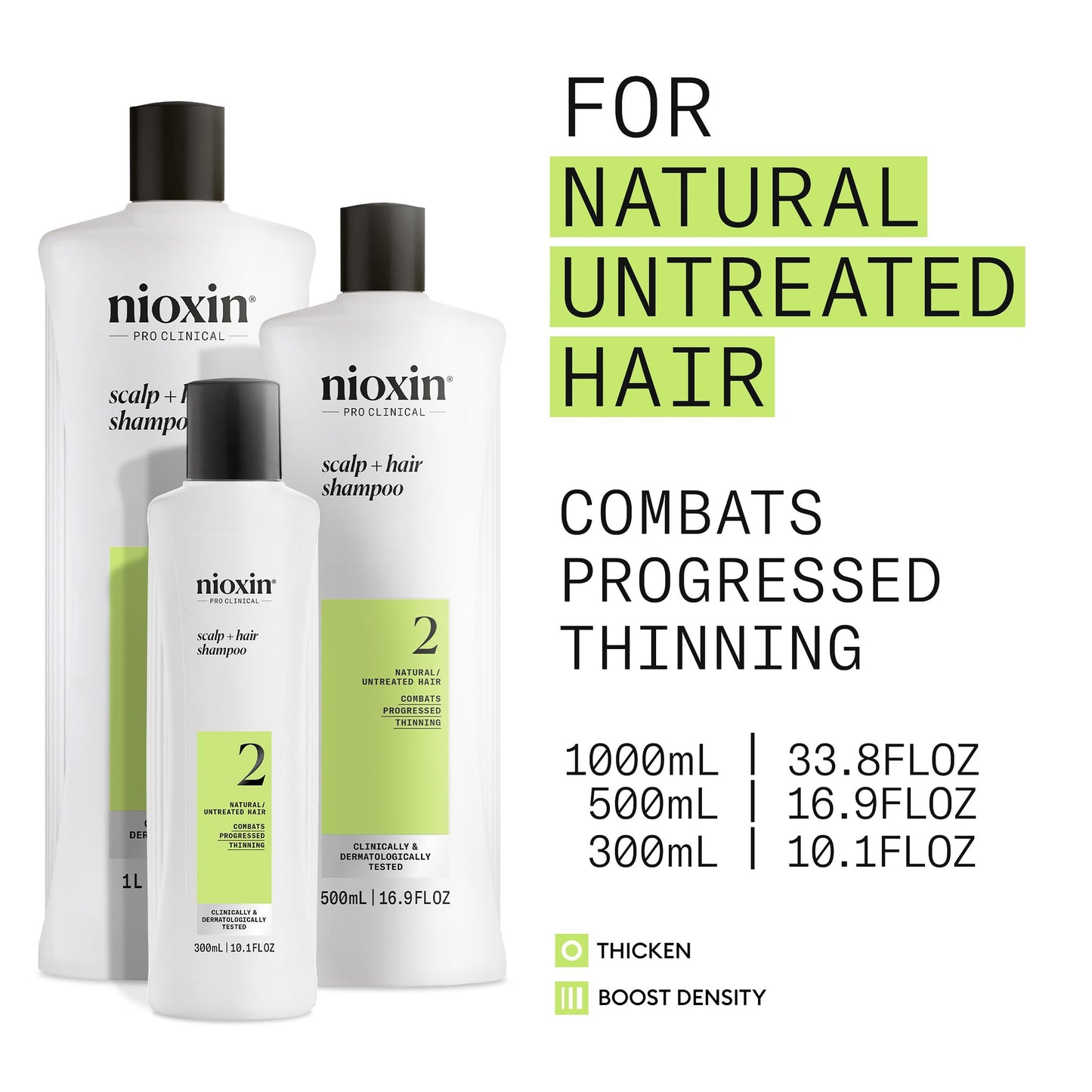 White Smoke NIOXIN Scalp + Hair Thickening System 2 Shampoo| For Natural or Untreated Hair with Progressed Thinning |With Niacinamide and Biotin |10.1 Fl oz.