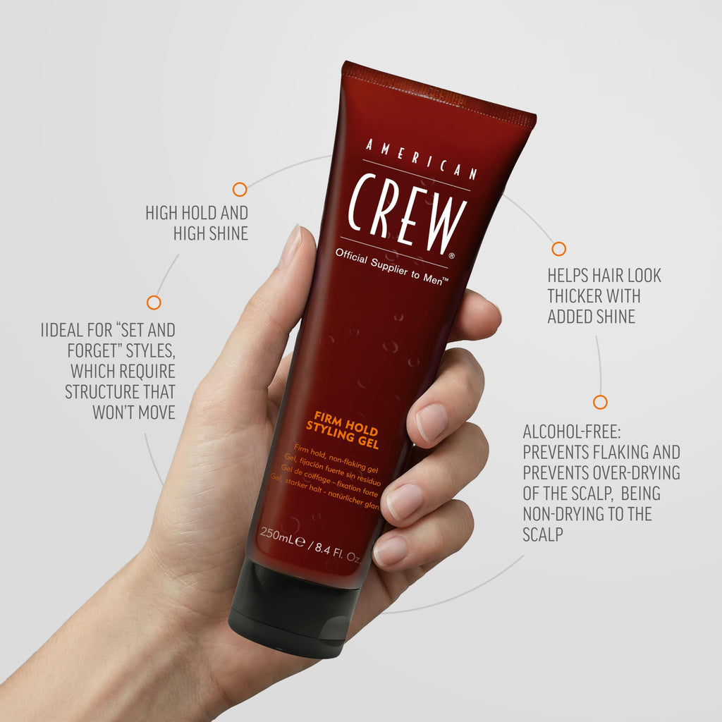 American Crew Men's Hair Gel, Firm Hold, Non-Flaking Styling Product, 13.1 fl oz