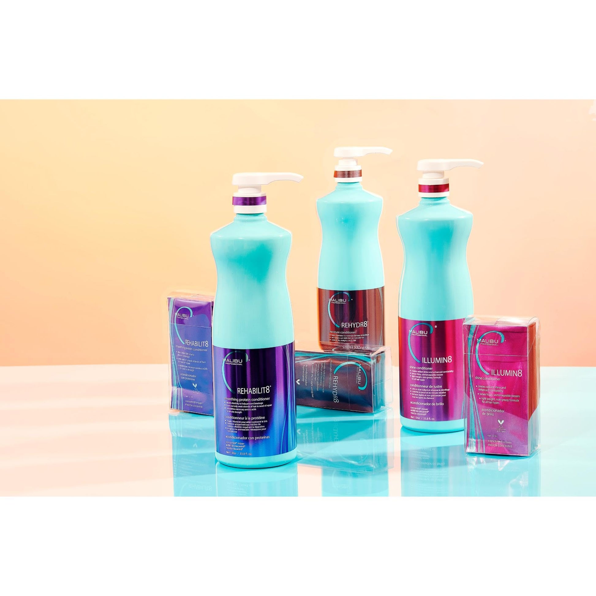Wheat Malibu C REHYDR8 Moisture Conditioner (33.8 oz) - Hydration Boosting Concentrate for Dry, Brittle Hair - Strand Reviving, Hydrating Conditioner for All Hair Types