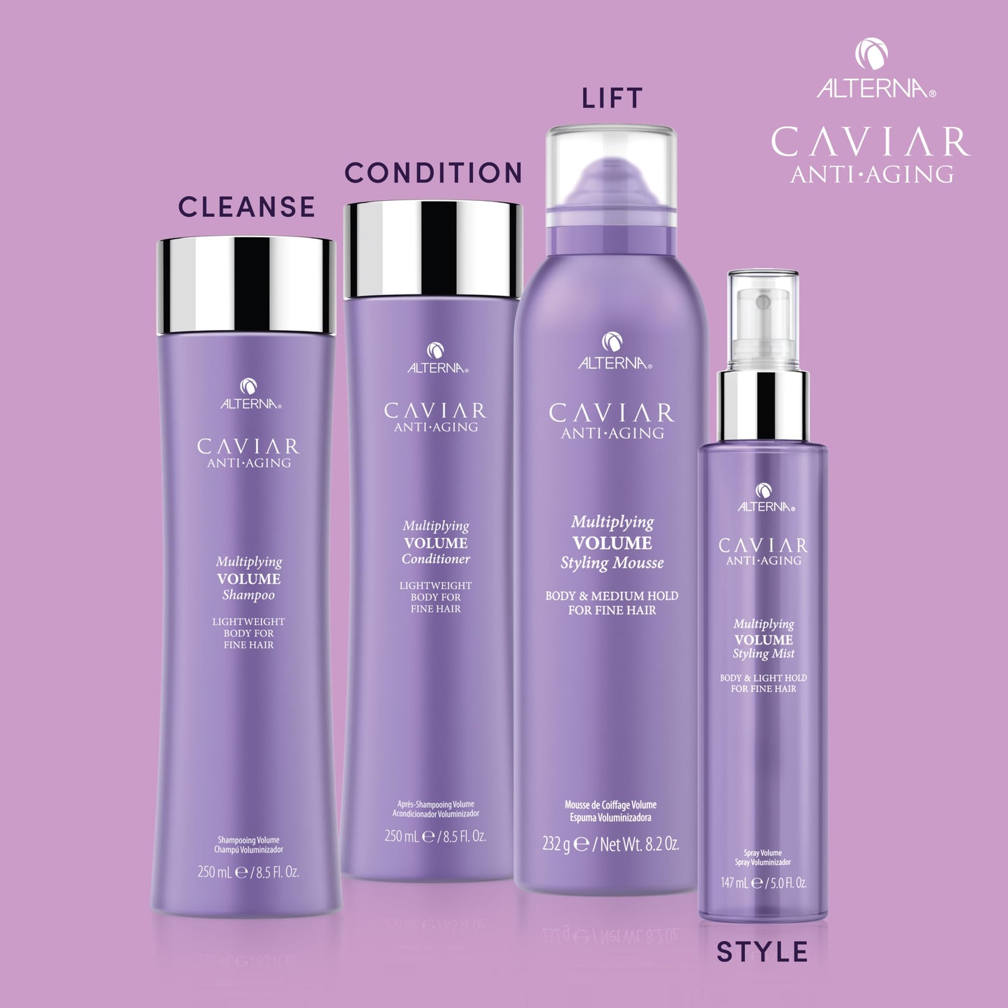 Plum Alterna Haircare CAVIAR Anti-Aging Multiplying Volume Styling Mist, 5 Fl Oz | For Fine, Thin Hair | Light Hold | Create Instant Volume and Thickness | Sulfate Free