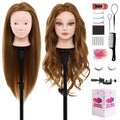 Mannequin Head 80% Human Hair - 28" Makeup Manikin Doll Head for Hair Styling, Hairdressing Training Practice Braiding for Cosmetology Students, Professionals & Practice Exams
