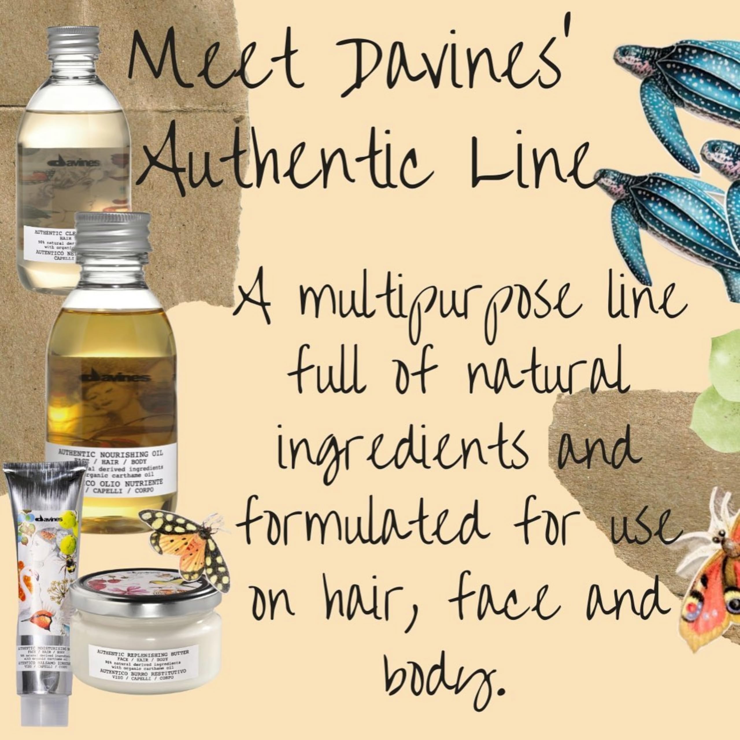 Davines Authentic Cleansing Nectar, Multi-Functional Shampoo & Body Wash - Gentle Oil-Based Cleanser with 98% Natural Ingredients - Hydrates Hair & Skin, 9.47 Fl Oz
