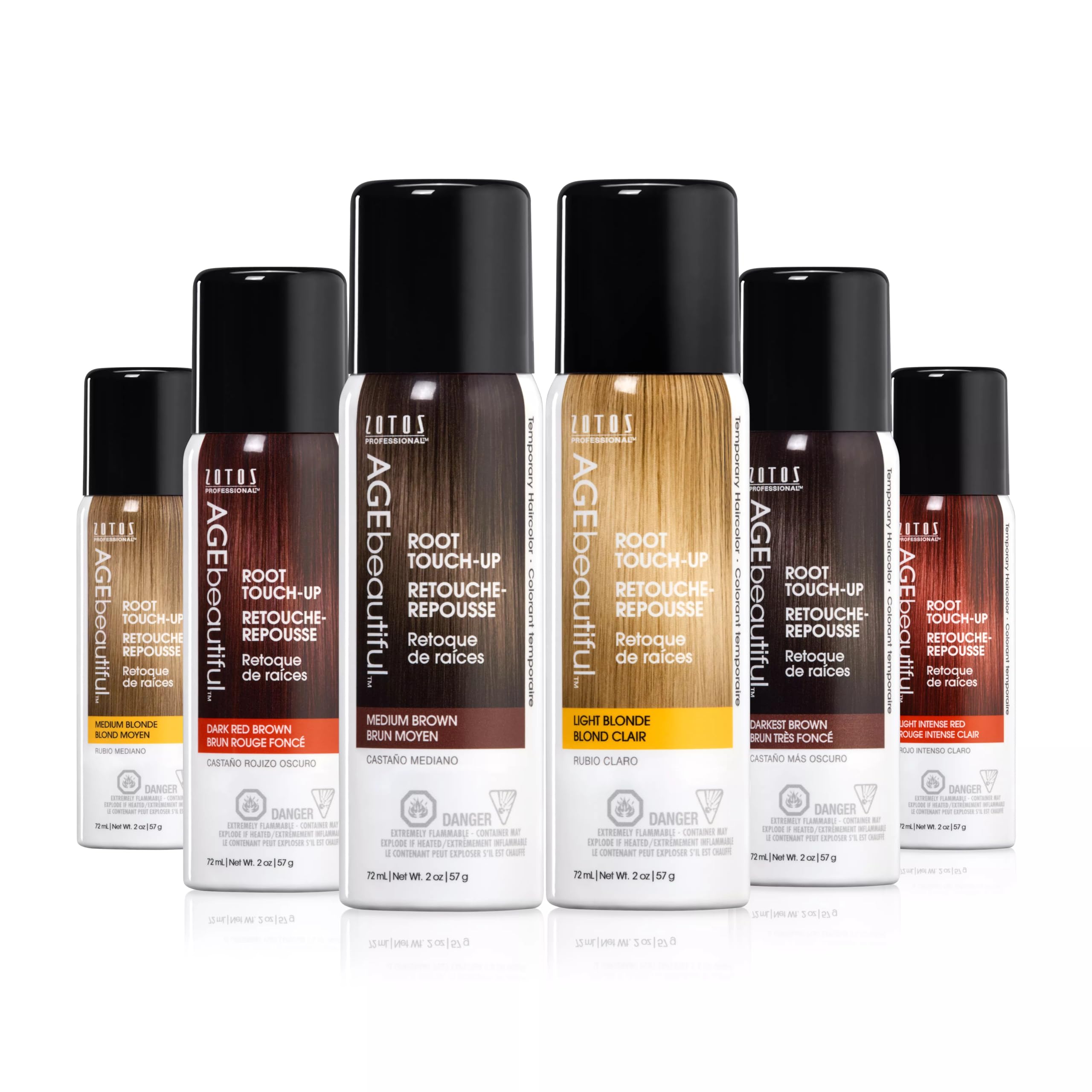 AGE beautiful Root Touch Up Hair Color Spray | Touch-Up Gray Concealer | Temporary Cover Up | Adds Volume & Covers Thinning Patches | Water, Sweat, Stain Resistant | Light Brown | 2 Fl Oz