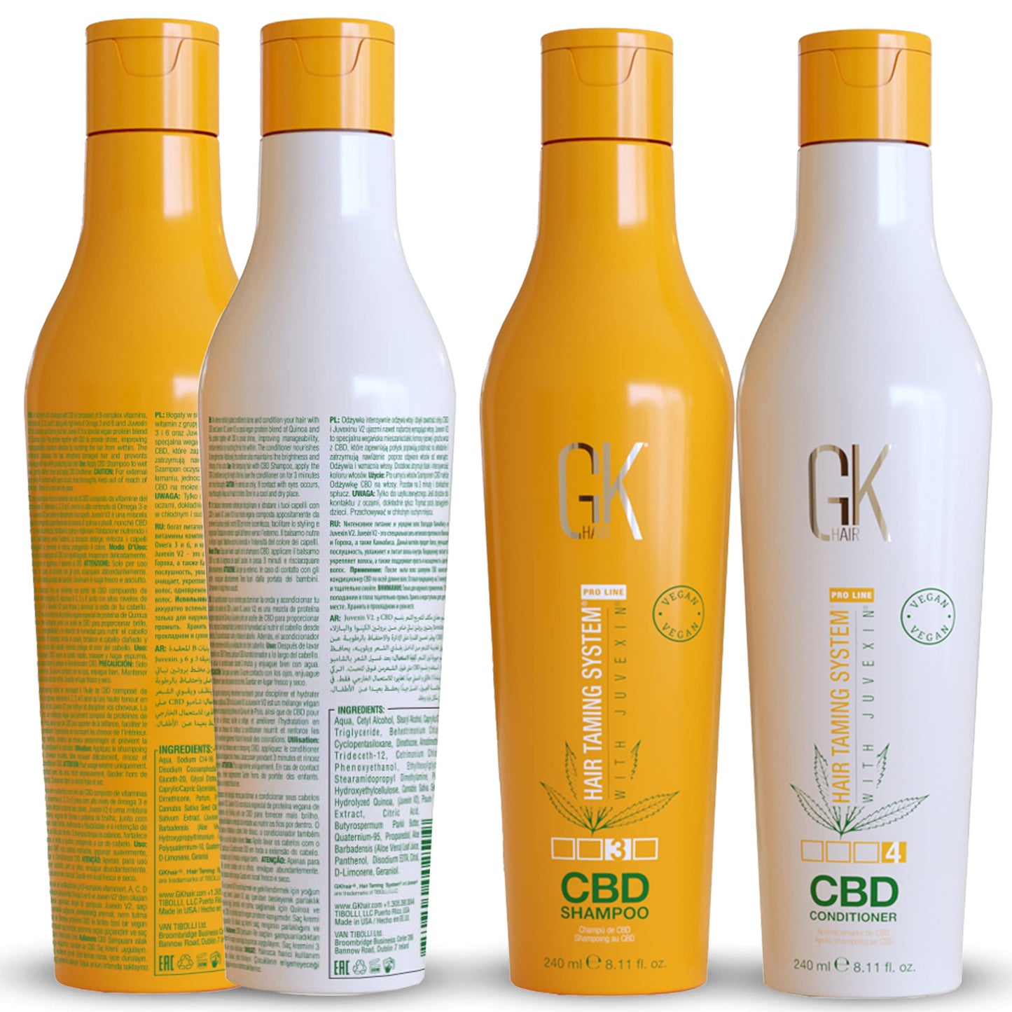 Ensembles de shampoing et d'après-shampoing au chanvre GK HAIR Hydratant Fortifiant Coloré Traité Abîmé Réparateur Nourrit et Brillance Naturel Biologique Végétalien Sans sulfate Sans parabène (Duo)