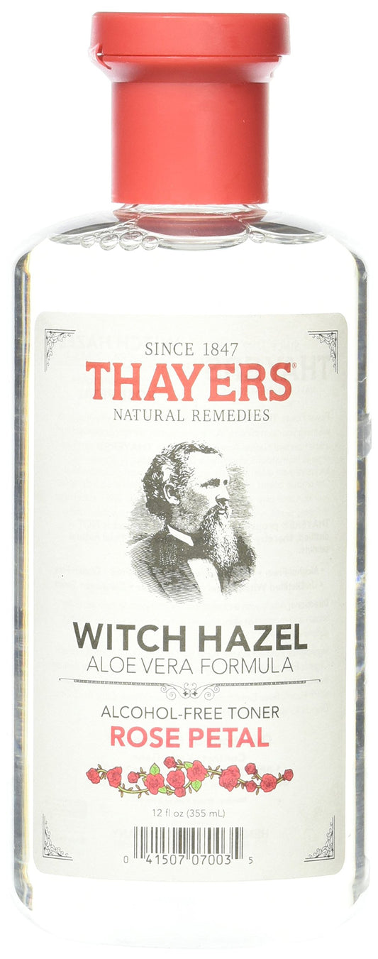 THAYERS Alcohol-Free Rose Petal Witch Hazel Facial Toner for Glowing Skin, Soothing, Hydrating, Refreshing Toner for All Skin Types, 12oz (Packaging May Vary)