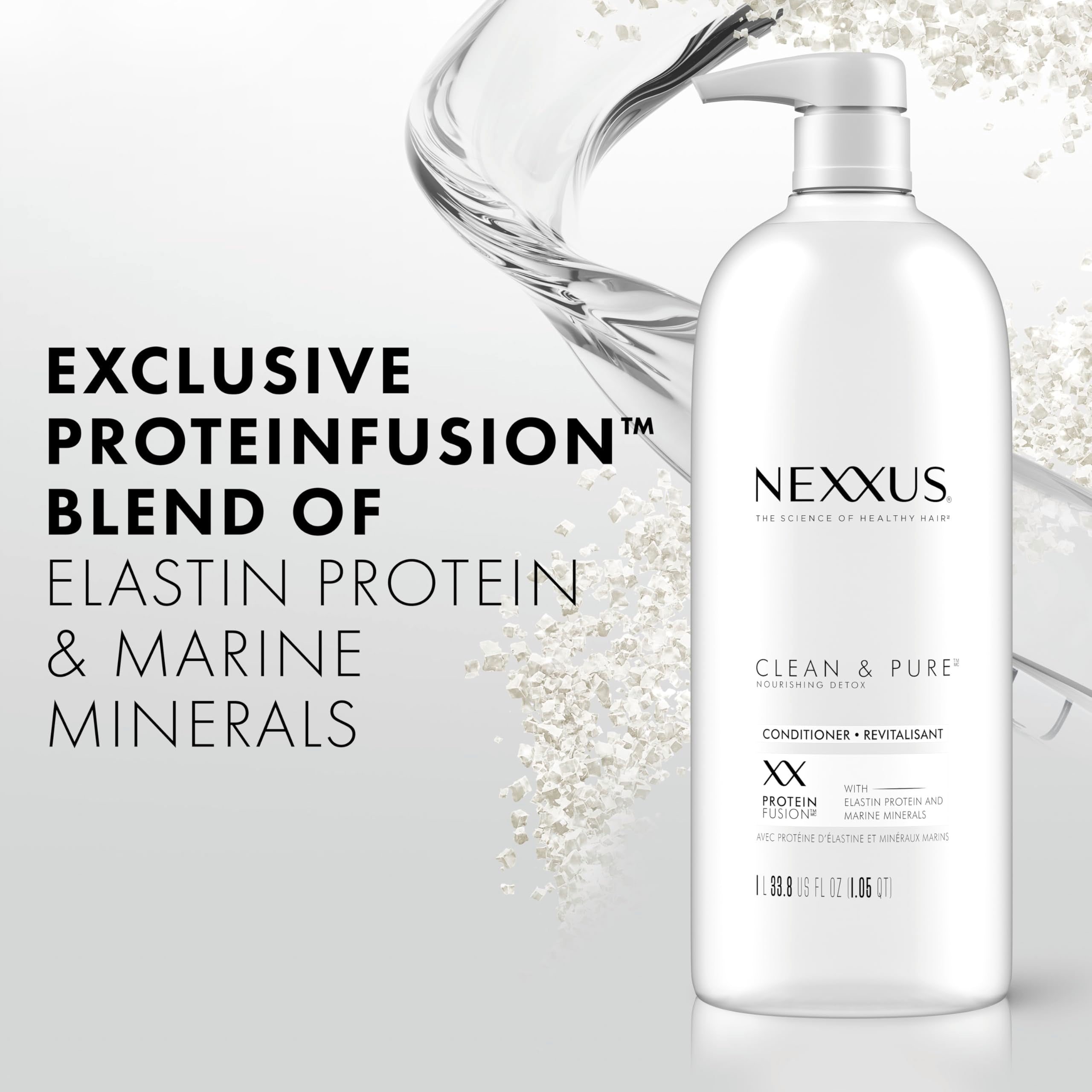 Nexxus Clean and Pure Clarifying Shampoo and Conditioner 2-Pack With ProteinFusion, for Nourished Hair Paraben Free 33.8 oz