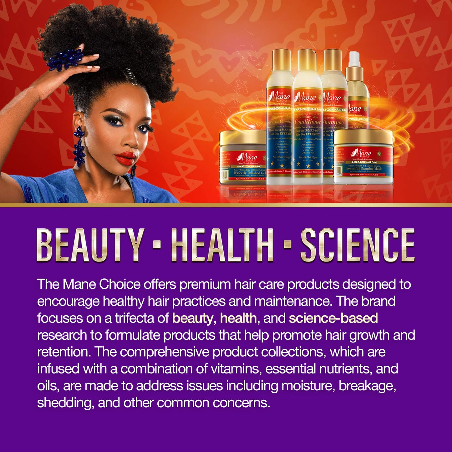 THE MANE CHOICE A-MAZ-ZON HAIR DAY - GORGEOUS GLOSS LEAVE-IN CONDITIONER - Lasting Hydration, Nourishes and Moisturizes - Infused with Biotin and Vitamins C,D,E