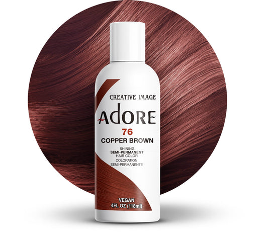 Adore Semi Permanent Hair Color - Vegan and Cruelty-Free Hair Dye - 4 Fl Oz - 076 Copper Brown (Pack of 1)
