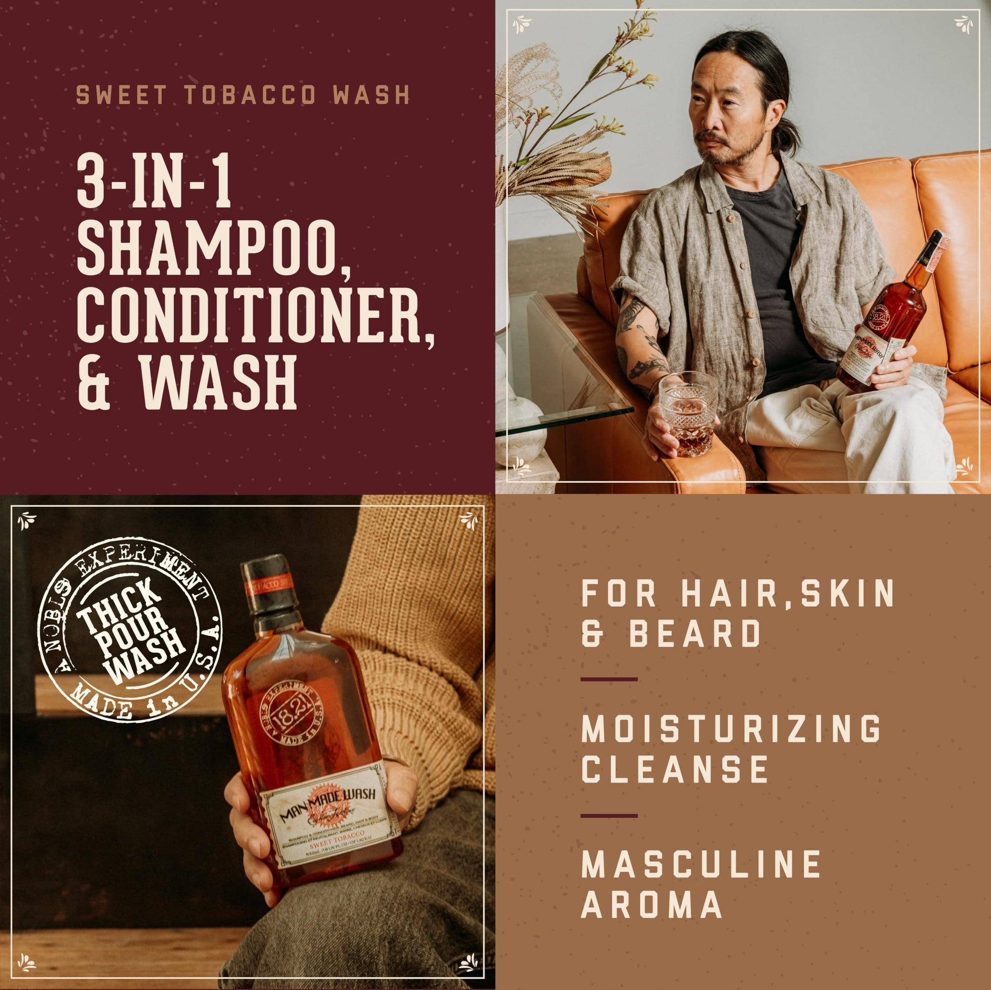 Sienna 18.21 Man Made Man Made Wash - Sweet Tobacco Men 32 oz