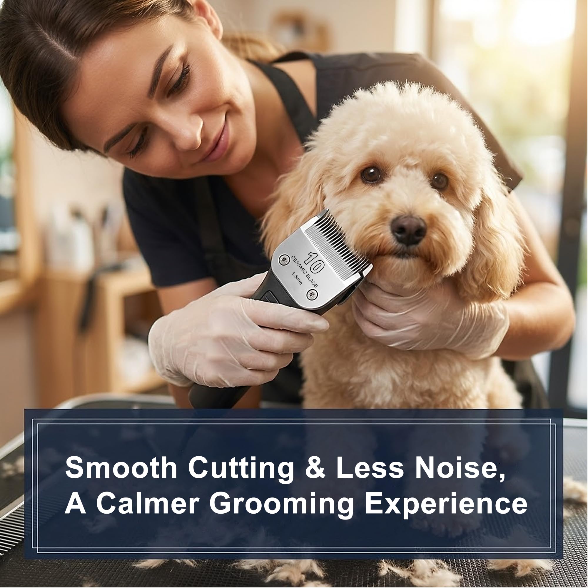 FUHKQE Detachable Pet Clipper Blades Dog Grooming Clipper Replacement Ceramic Blades Set, Compatible with Andis, Wahl, Oster(Size 30#+10#+4FC+5FC+7FC,Cut Length0.5mm-9.5mm)
