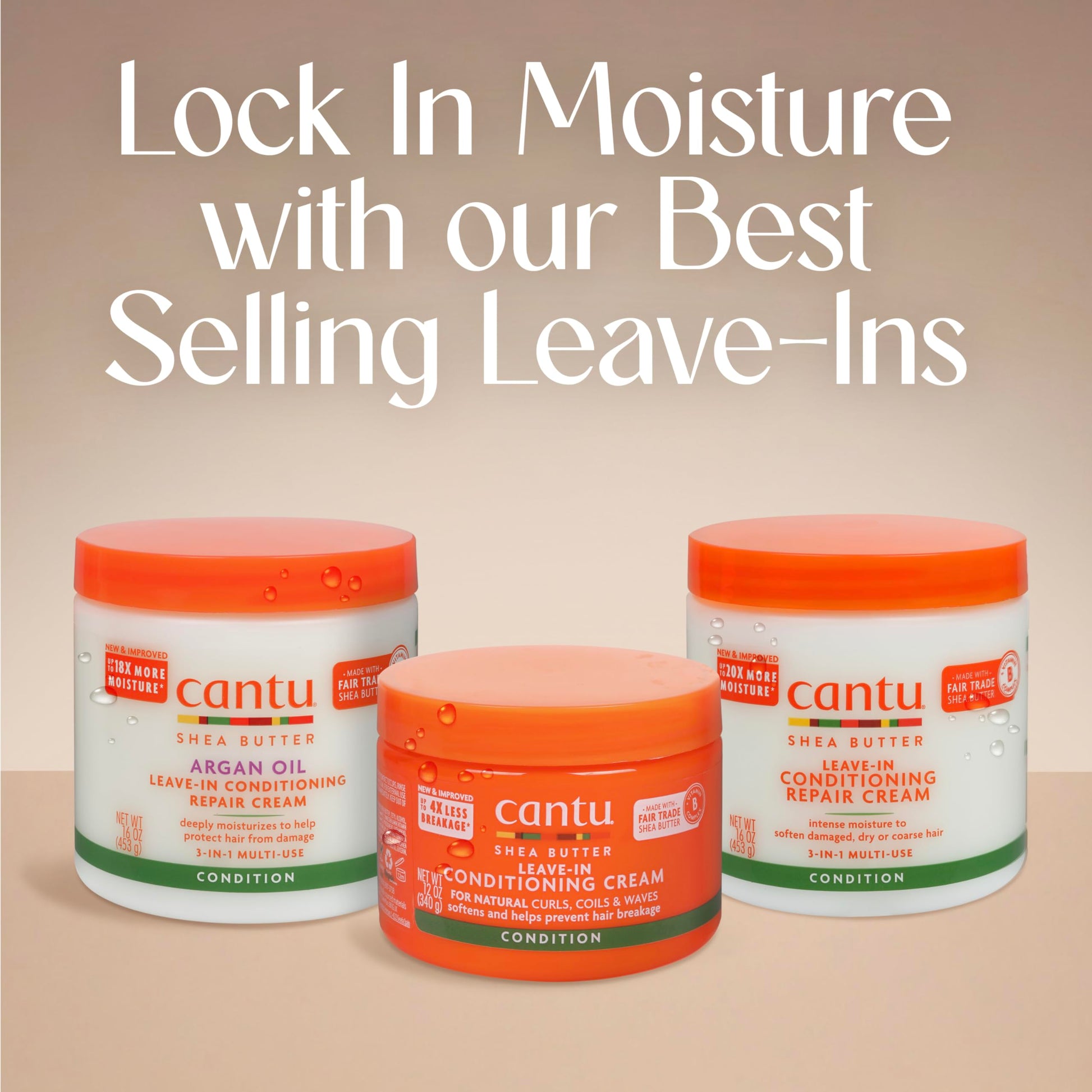 Gray Cantu Shea Butter for Natural Hair Leave in Conditioning Cream, 12 Oz