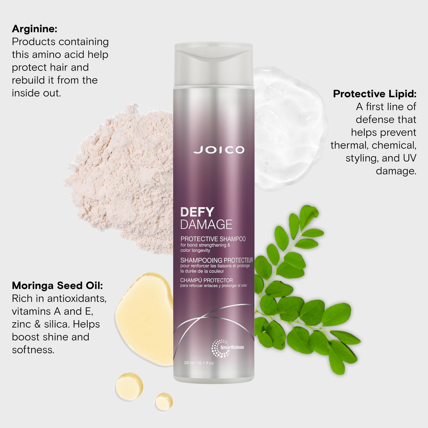 Joico Defy Damage Protective Shampoo | For Color-Treated Hair | Strengthen Bonds & Preserve Hair Color | With Moringa Seed Oil & Arginine | 10.1 Fl Oz