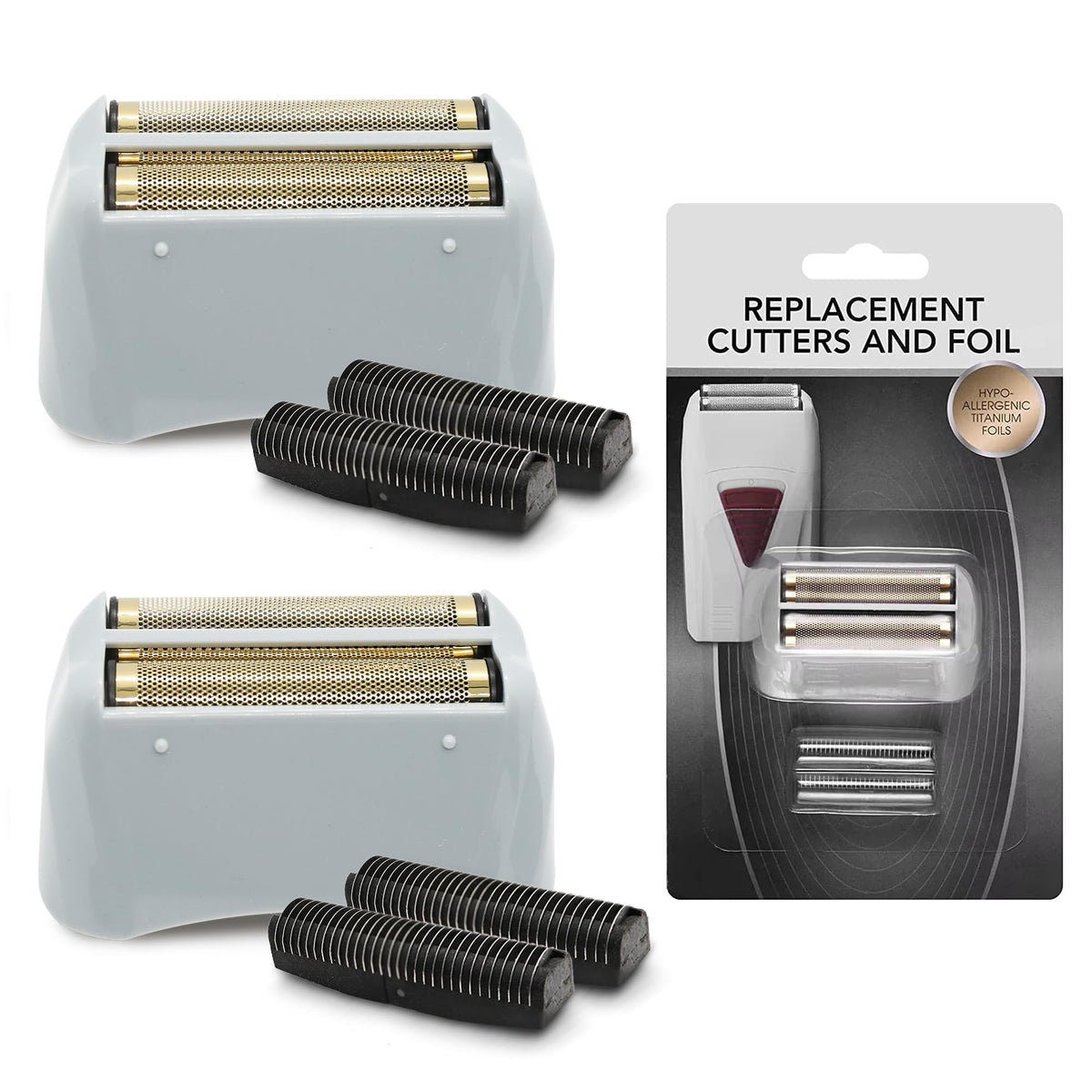 2 Pack Pro Shaver Replacement Foil and Cutters Compatible with Andis Foil TS-1 TS-2, ProFoil Lithium Foil Shaver, Replacement Blades and Foil