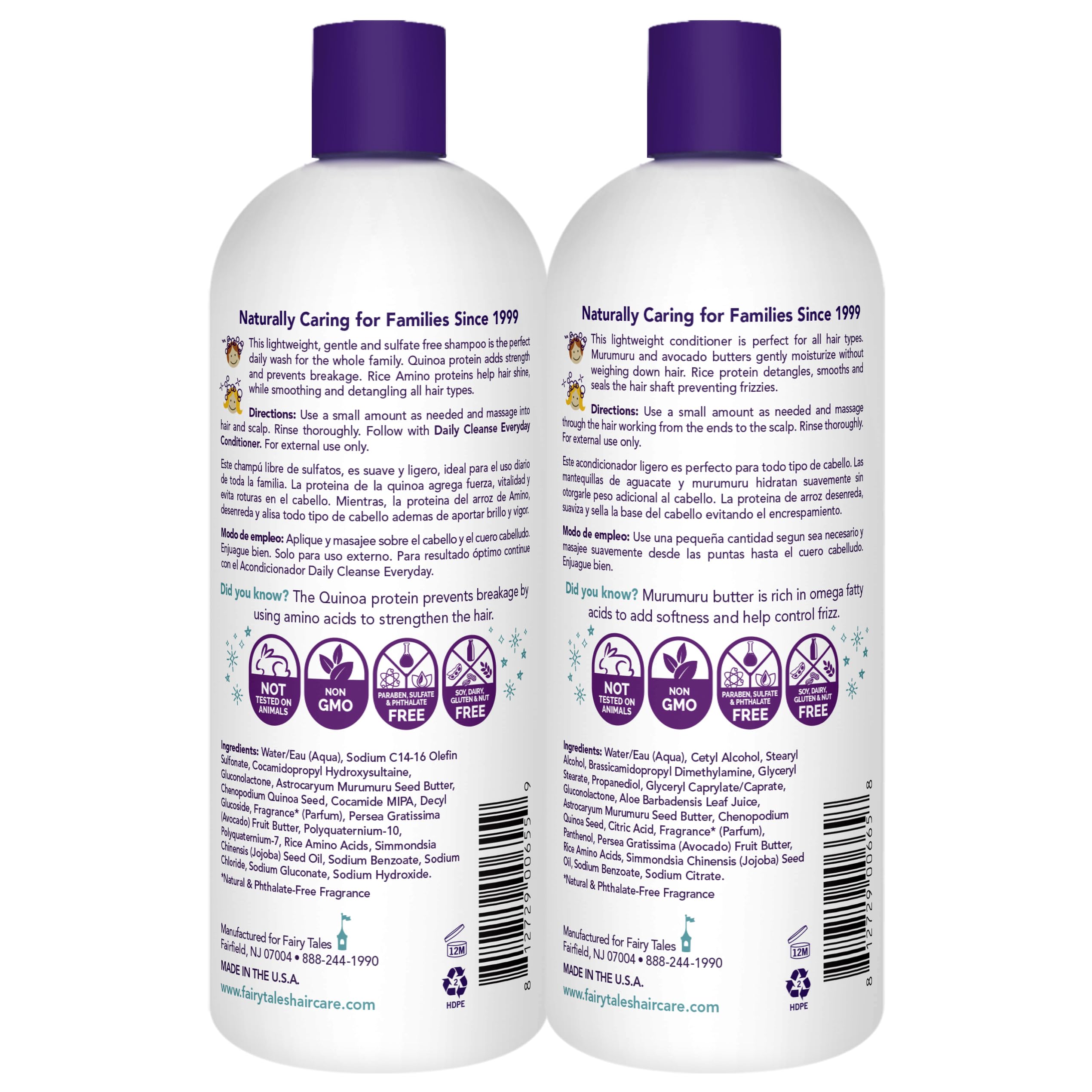 Fairy Tales Daily Cleanse Everyday Kids Shampoo + Conditioner set - Gentle Natural Defining Product, Tangle Free, Moisturizing and Hydrating, Clean + Natural Ingredients - Paraben Free - 32 oz. (2PK)