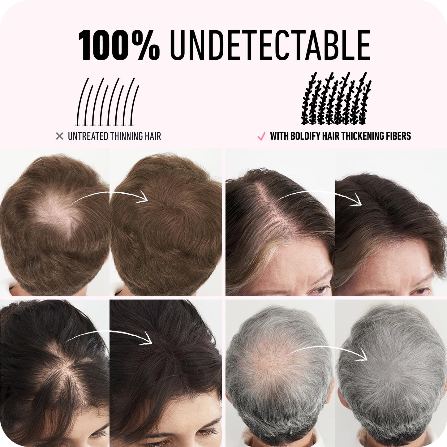 White Smoke BOLDIFY Hair Fibers (12g) - Fill In Thinning and Fine Hair for an Instantly Fuller, Thicker Look - 14 Shades for Women & Men - Medium Brown