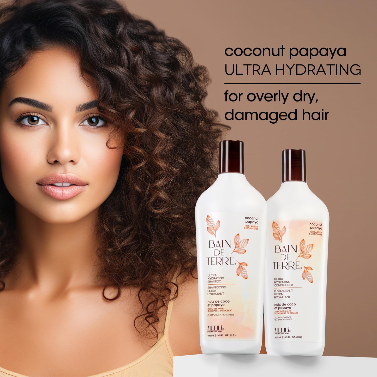 Dim Gray Bain de Terre Coconut Papaya Ultra Hydrating Shampoo, Moisture Quench for Dry, Damaged Hair, with Argan & Monoi Oils, Paraben-Free, Color-Safe, Vegan, 33.8 Fl Oz