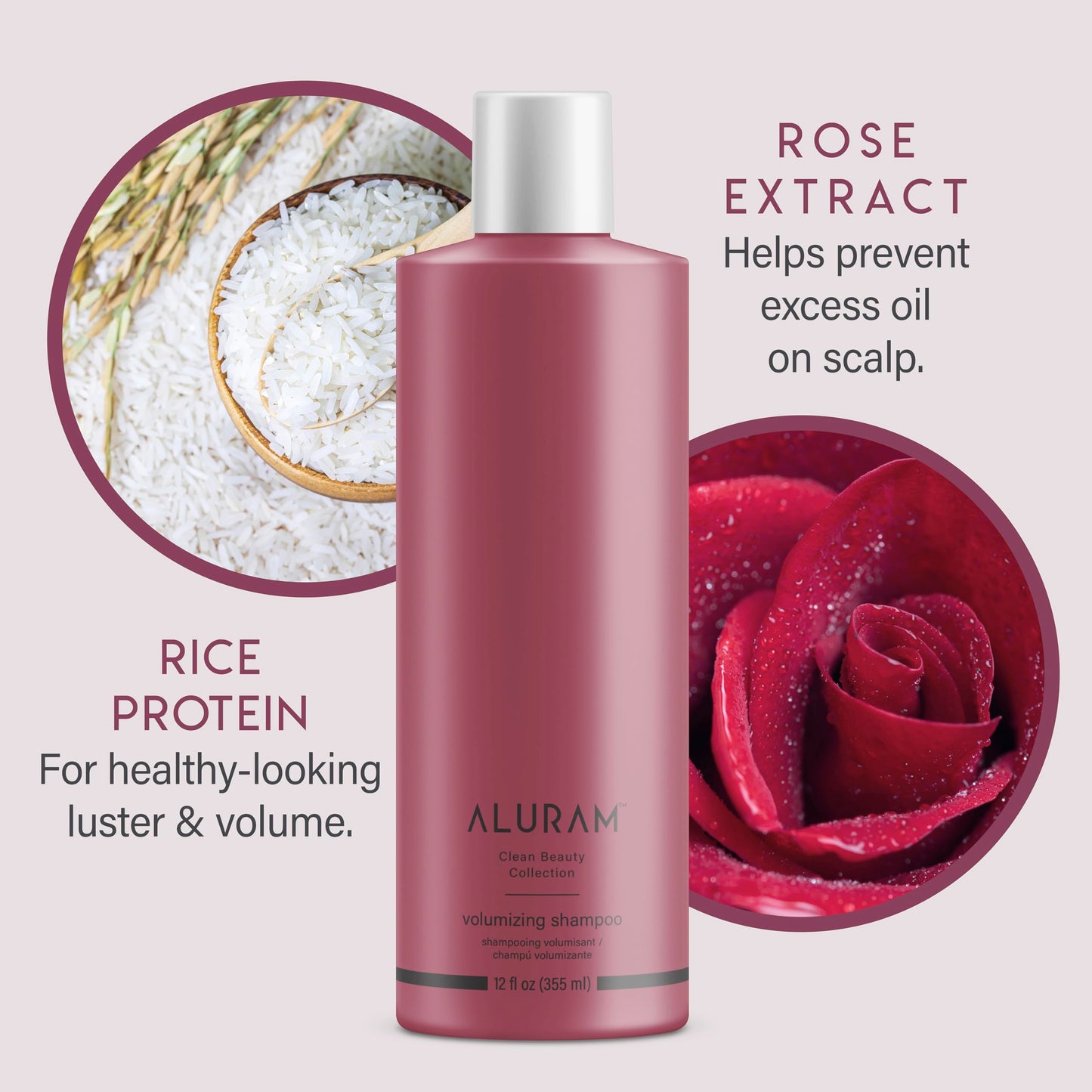 Lavender ALURAM Volumizing Shampoo, Non-Drying Gentle Cleanser Adds Body & Fullness for All Hair Types, 12 Fl Oz