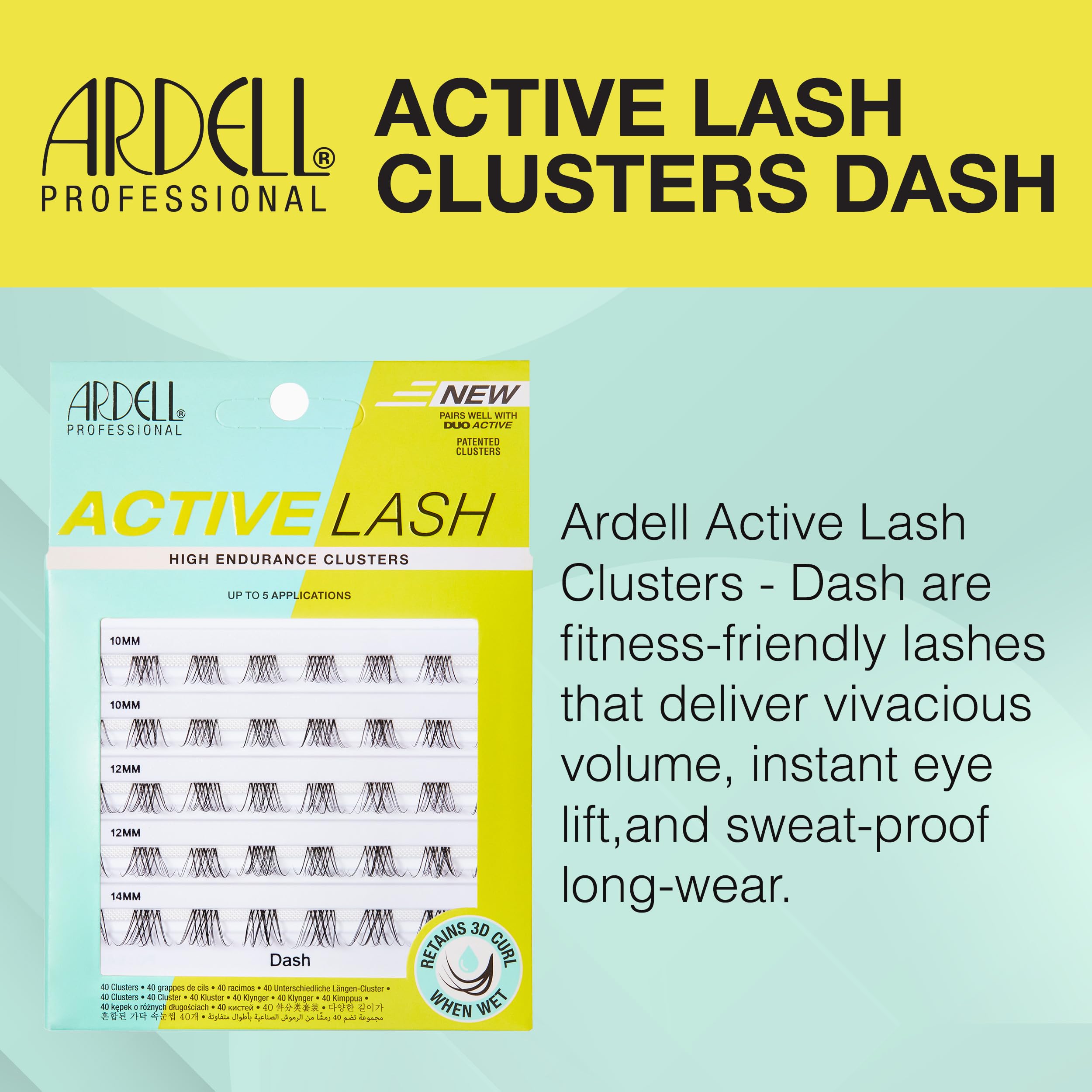 Ardell Active Lash Clusters, Dash - Waterproof, DIY Eyelash Extensions, Multi-Length Individual Lashes, Reusable False Eyelashes, 1 Pack
