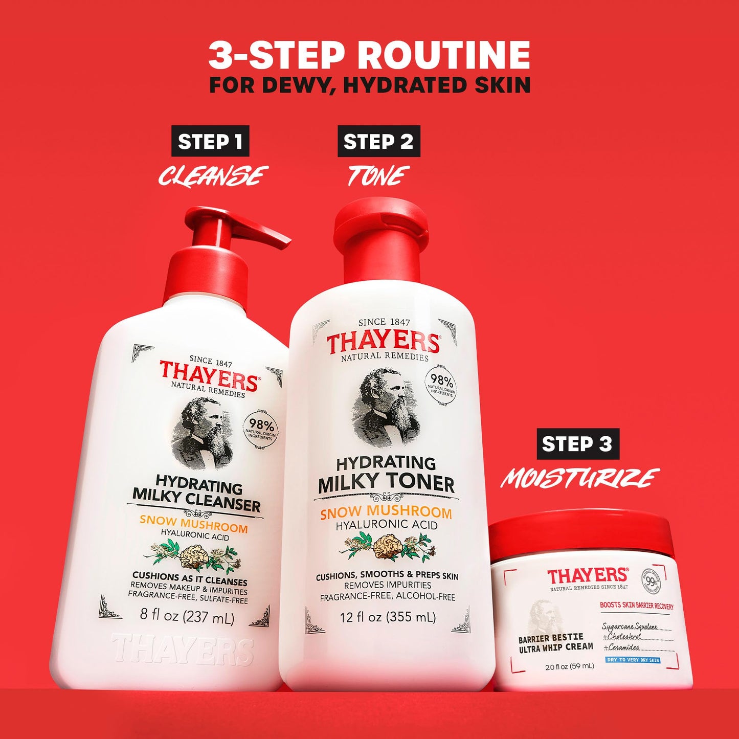 THAYERS Milky Face Toner Skin Care with Snow Mushroom and Hyaluronic Acid, Natural Gentle Facial Toner, for All Skin Types, 355ml