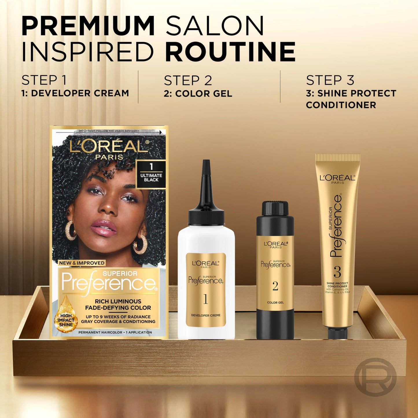 Seashell L'Oreal Paris Superior Preference Luminous Fade-Defying Permanent Hair Color, Hair Dye For Up to 9 Weeks of Radiance, Light Amber Brown 6AM, 1 Hair Dye Kit