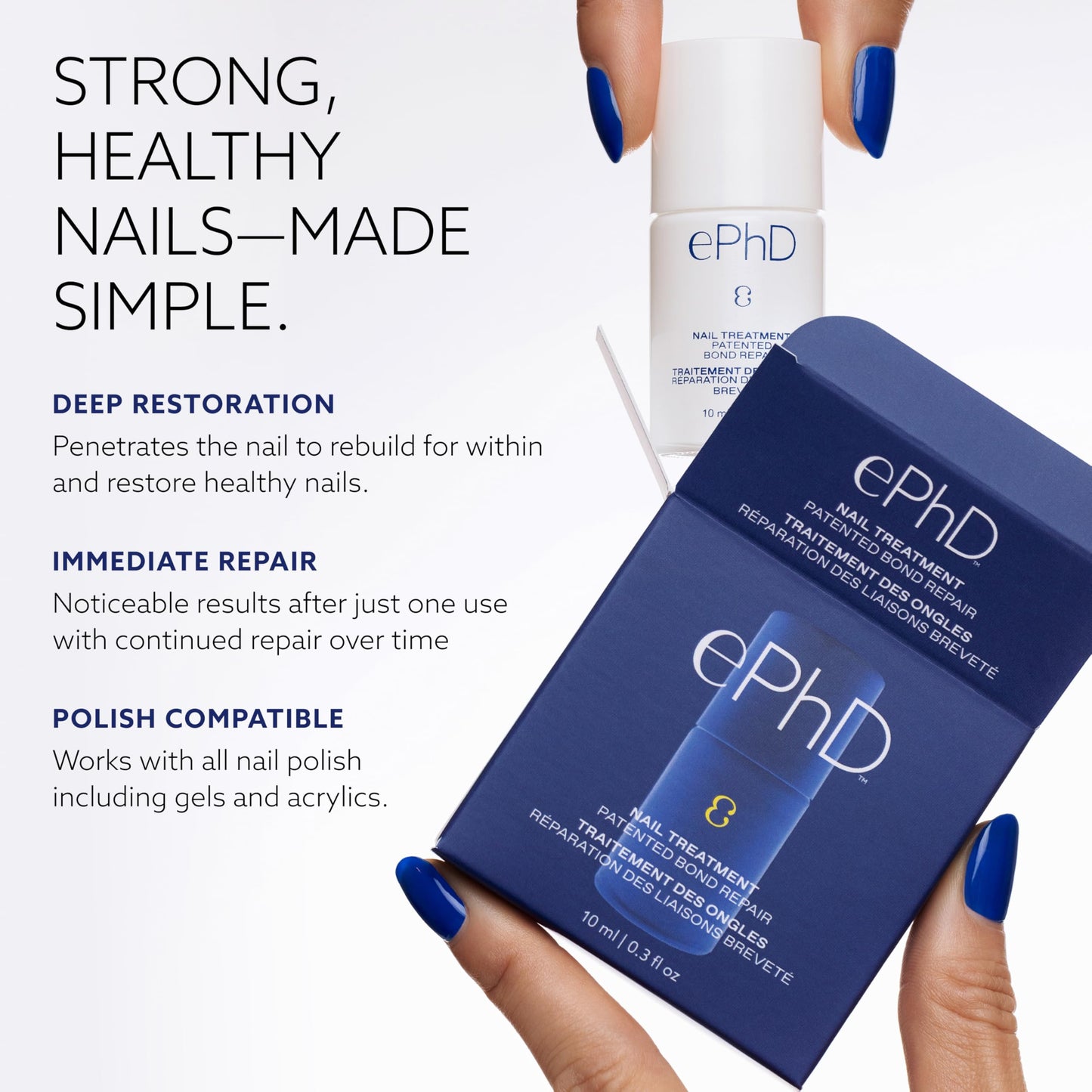ePhD Bond Repair Nail Treatment, Nail Repair that Strengthens, Restores & Rebuilds Brittle Nails, Strengthens from Within, Formula for Damaged, or Post-Gel Nails, Use Alone or as a Polish Base