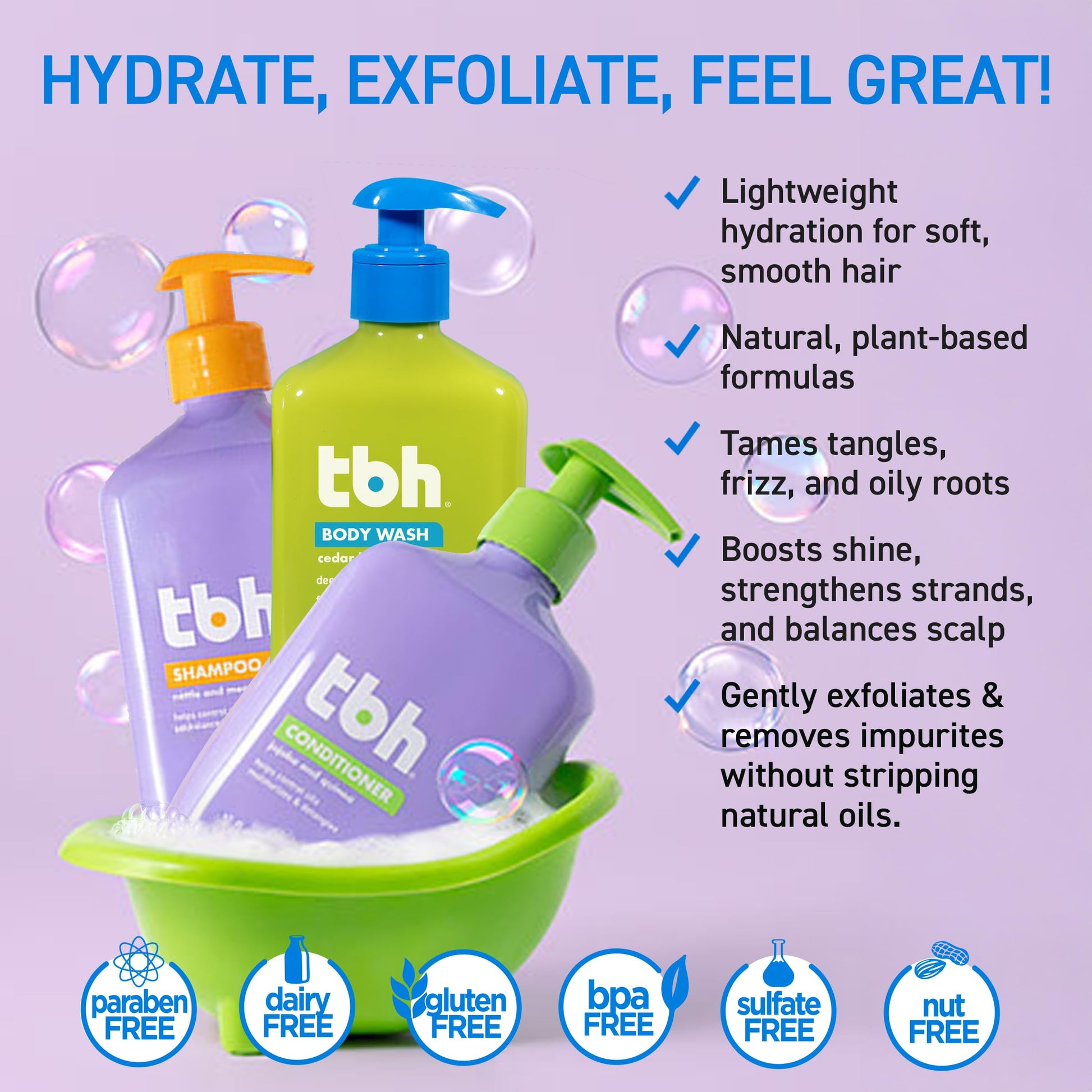 Thistle TBH Teen & Kids Conditioner- Lightweight and Detangling Hydrating Hair Conditioner for Dry, Oily, Fine, Curly, and All Hair Types - Tween and Kids Hair Conditioner - Sulfate, Paraben Free - 12 oz
