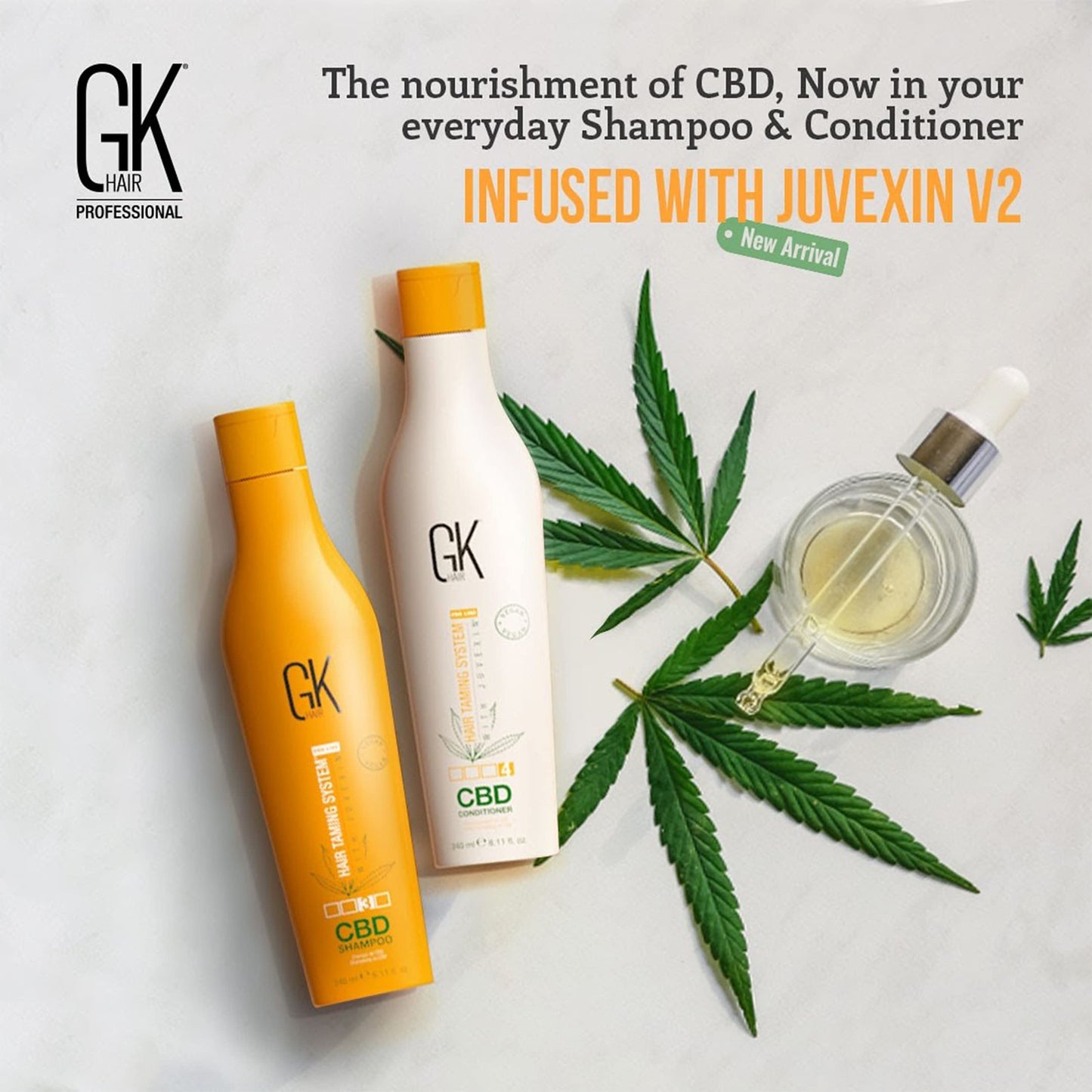 Ensembles de shampoing et d'après-shampoing au chanvre GK HAIR Hydratant Fortifiant Coloré Traité Abîmé Réparateur Nourrit et Brillance Naturel Biologique Végétalien Sans sulfate Sans parabène (Duo)