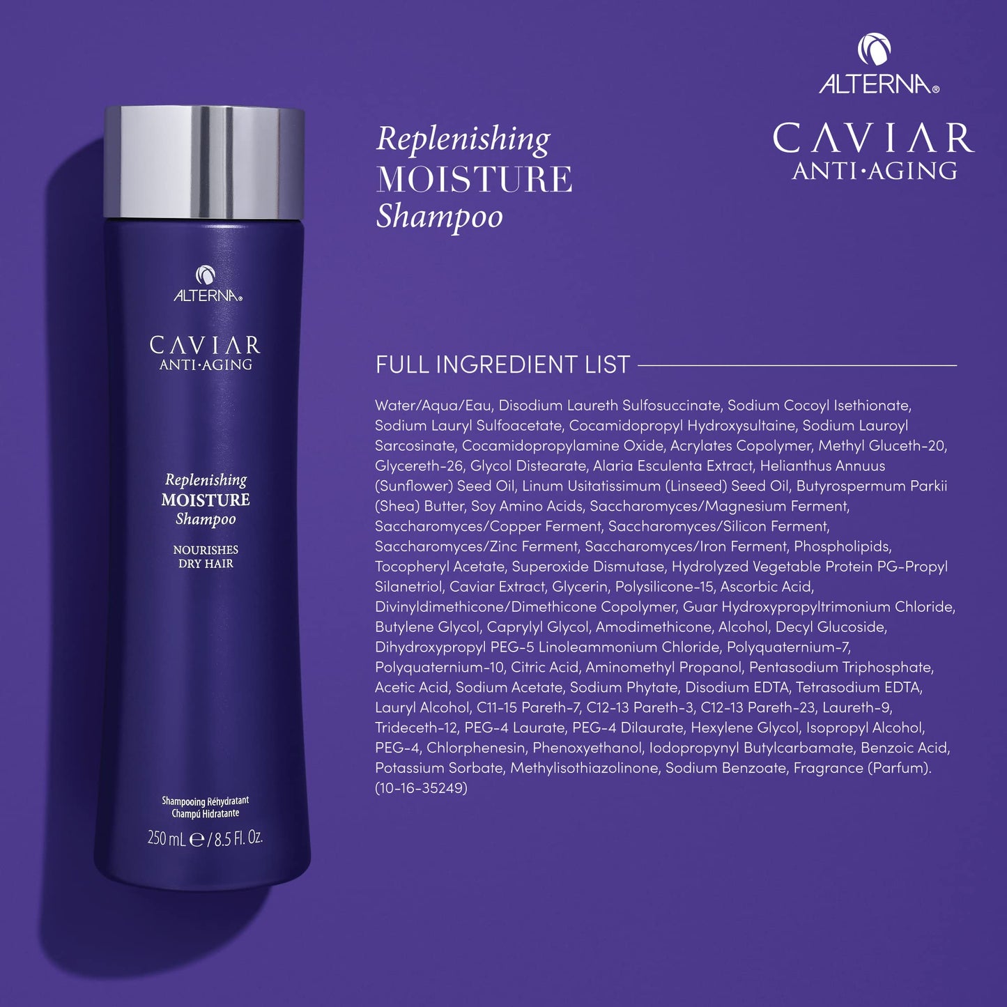 Dark Slate Blue ALTERNA CAVIAR Anti Aging Replenishing Moisture Shampoo, 33.8 Ounce (Packaging May Vary)