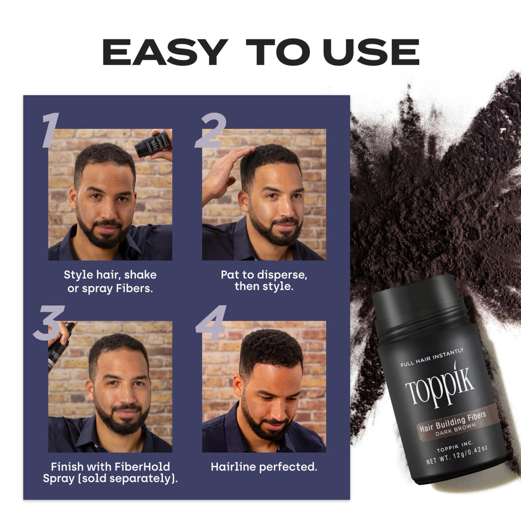 Toppik Hair Building Fibers, Black, 12g Fill In Fine or Thinning Hair, Instantly Thicker, Fuller Looking, 9 Shades for Men & Women, Keratin Protein Formula