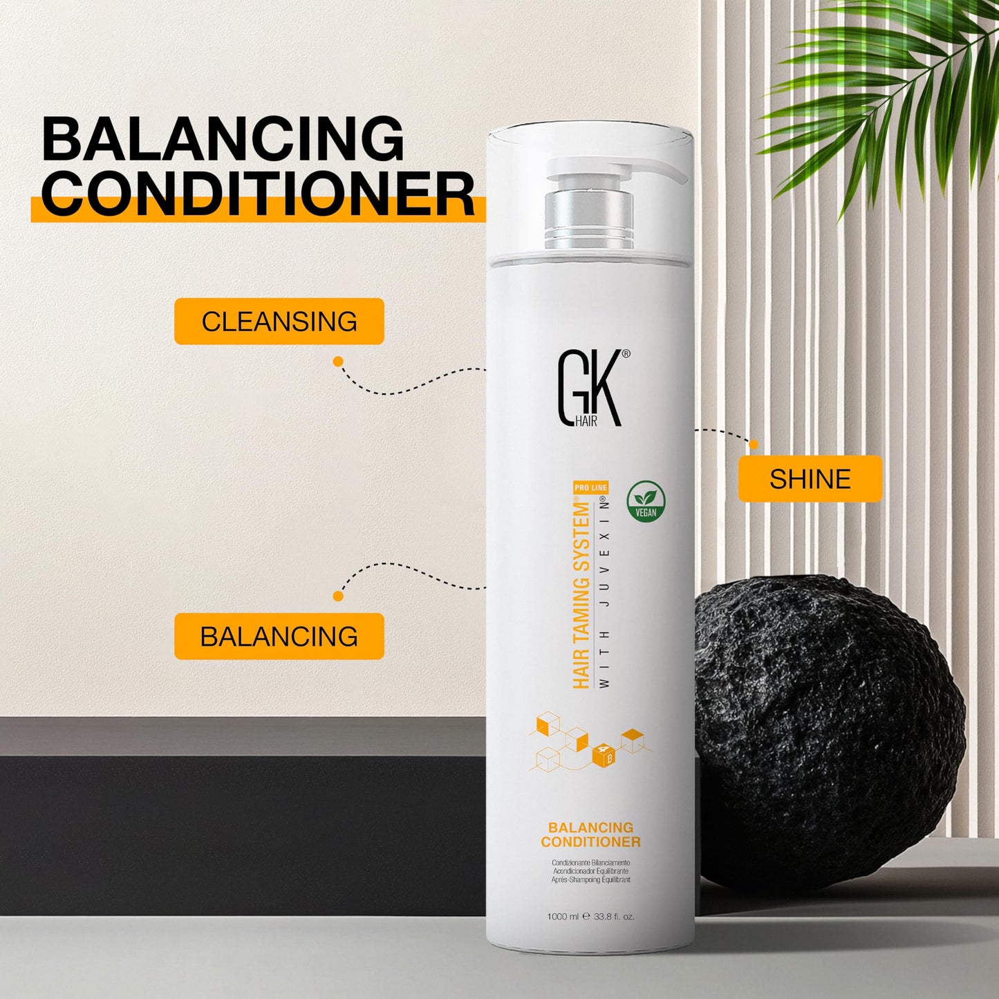 GK HAIR Global Keratin Balancing Conditioner (33.8 Fl Oz/1000ml) For Oily & Color Treated Hair Daily Use After Shampoo Conditioning Deep Cleanser & Impurities Remover Restores pH Levels