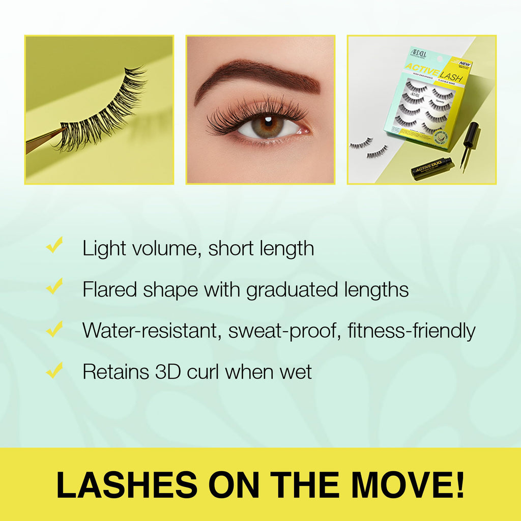 Ardell Active Lash - Speedy, False Eyelashes, Water-Resistant, Lightweight, Strip Lashes, 4 Pairs, 1-Pack