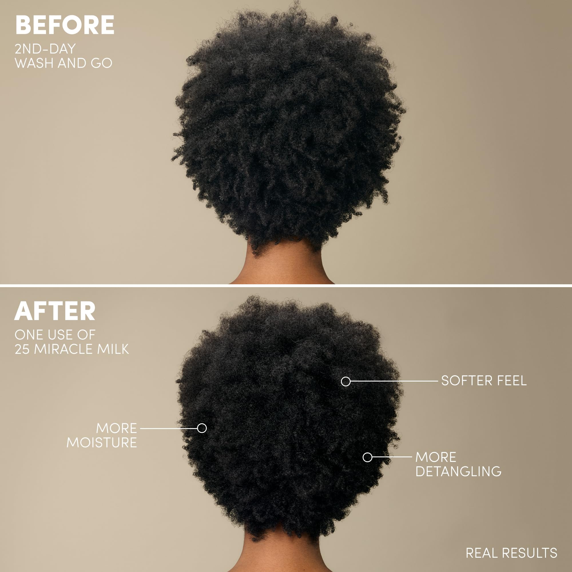 Mizani 25 Benefit Miracle Milk - Leave in Conditioner for Curly Hair, With Coconut Oil, Curl Detangler Spray, Anti Frizz Heat Protectant, No Drying Alcohols, Paraben-Free, 8.5 Fl Oz