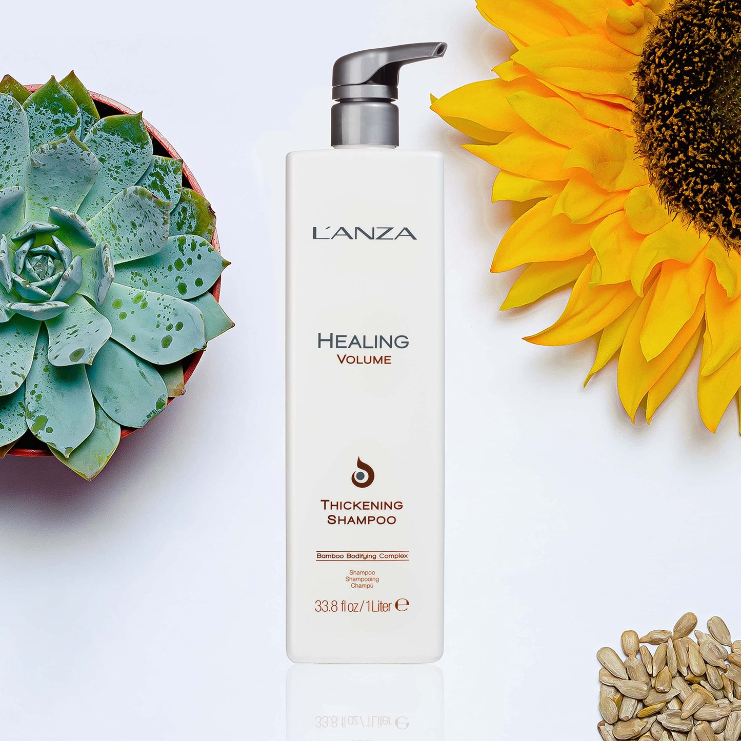 L'ANZA Healing Volume Thickening Shampoo, Boosts Shine, Volume, and Thickness for Fine and Flat Hair, Rich with Bamboo Bodifying Complex and Keratin (33.79 Fl Oz)