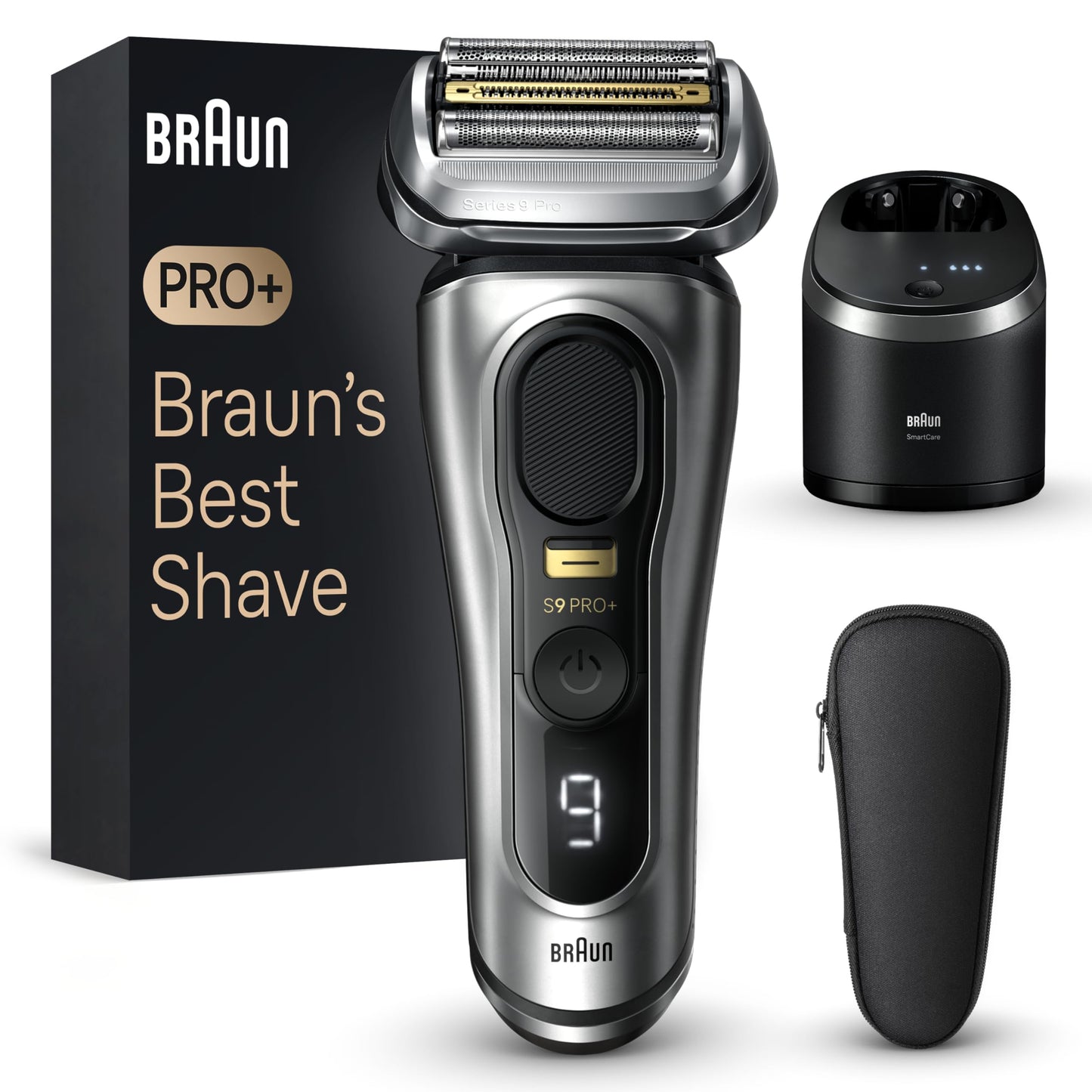 Braun Series 9 PRO+ Electric Razor for Men, 5 Pro Shave Elements & Precision Long Hair Trimmer, 6in1 SmartCare Center, Wet & Dry Electric Razor for Smooth Skin with 60min Battery Runtime, 9567cc