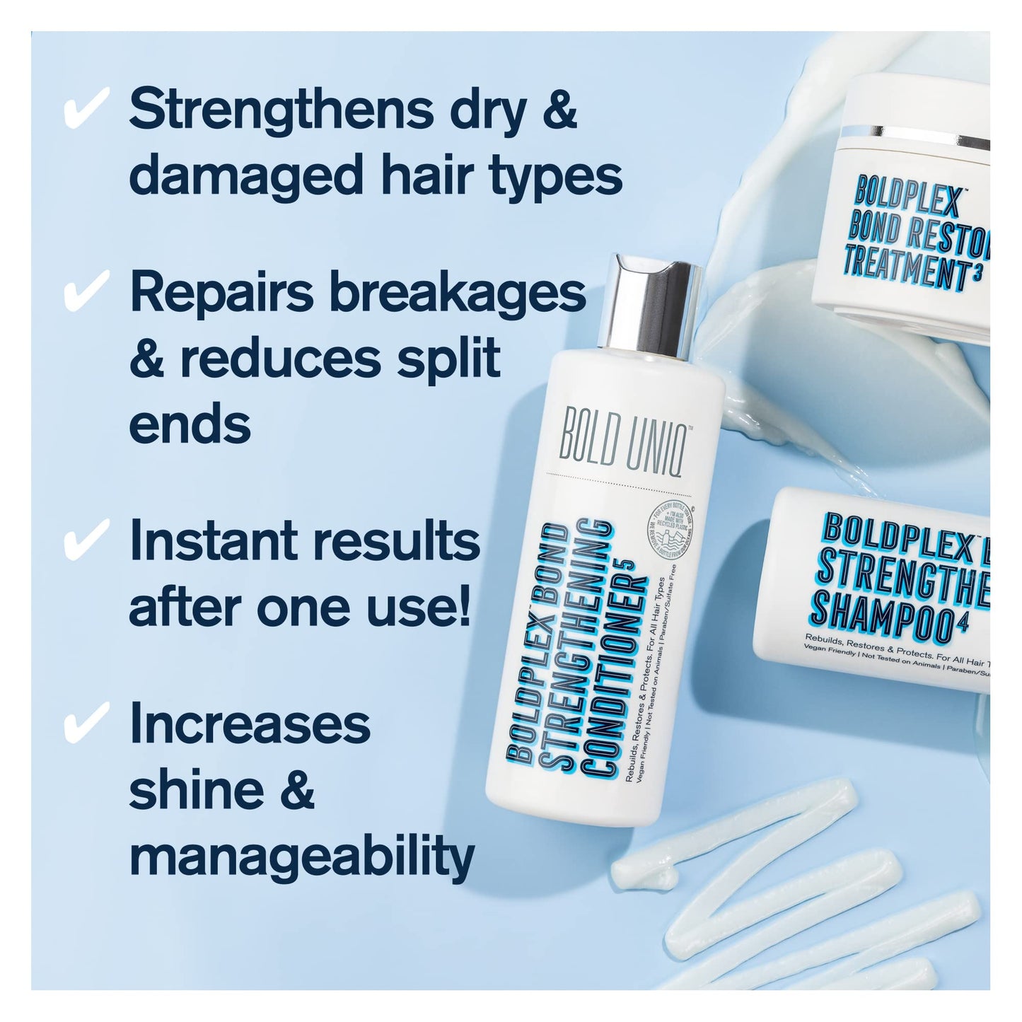 Boldplex 3, 4 & 5 Bond Restore Treatment, Shampoo & Conditioner Trio Gift Set - Hydrating Protein Formula, Strengthens Dry & Damaged Hair, Repairs Breakages & Split Ends. Vegan & Cruelty Free.