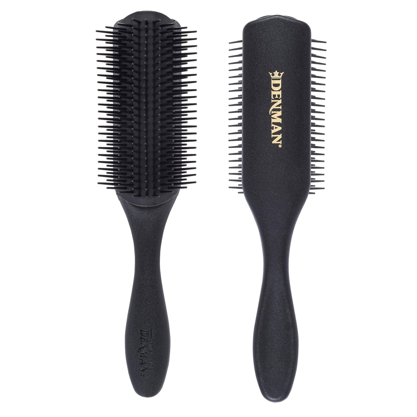 Brosse à cheveux bouclés Denman D4 (noire) à 9 rangs pour coiffer, lisser les cheveux longs et définir les boucles – Pour femmes et hommes