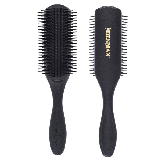 Brosse à cheveux bouclés Denman D4 (noire) à 9 rangs pour coiffer, lisser les cheveux longs et définir les boucles – Pour femmes et hommes