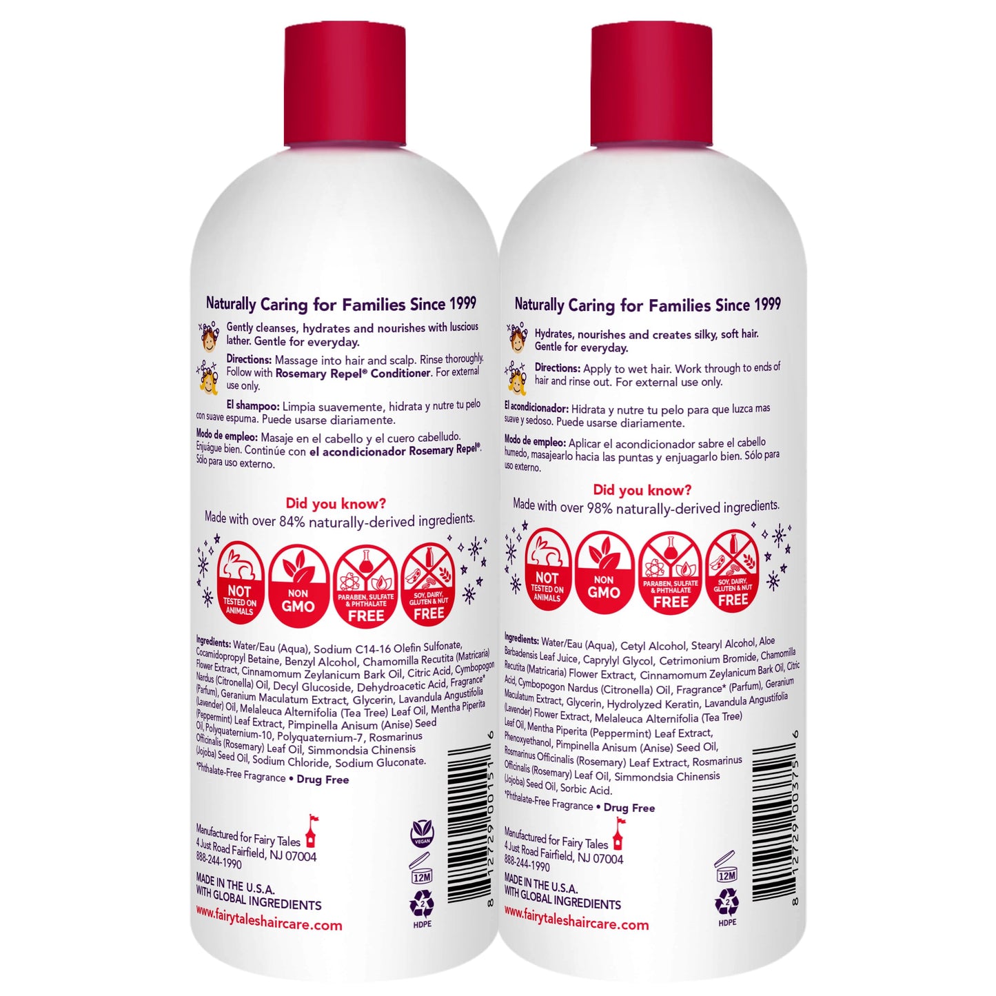 Fairy Tales Rosemary Repel Shampoo and Conditioner Duo - Kids' Favorite Scent, Lice Deterrent (Pack of 2)