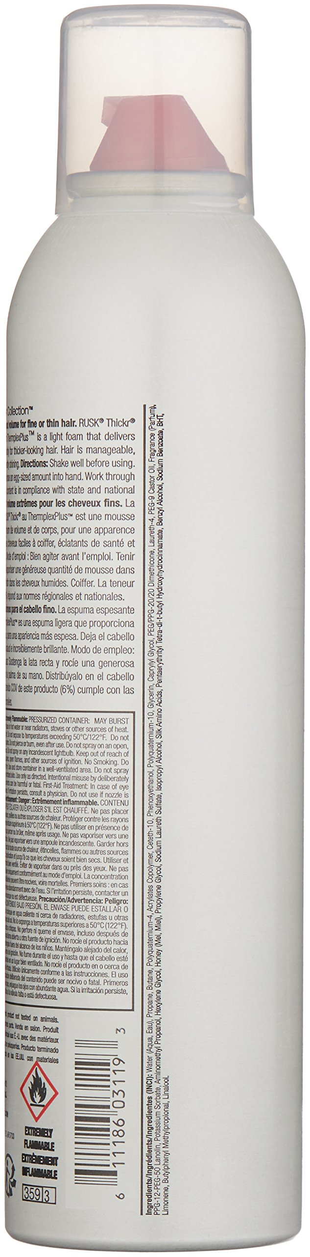RUSK Designer Collection Mousse Épaississante pour Cheveux Fins ou Clairsemés, 8,8 Oz, Mousse Épaississante qui Apporte Corps, Texture et Tenue Sans Accumulation